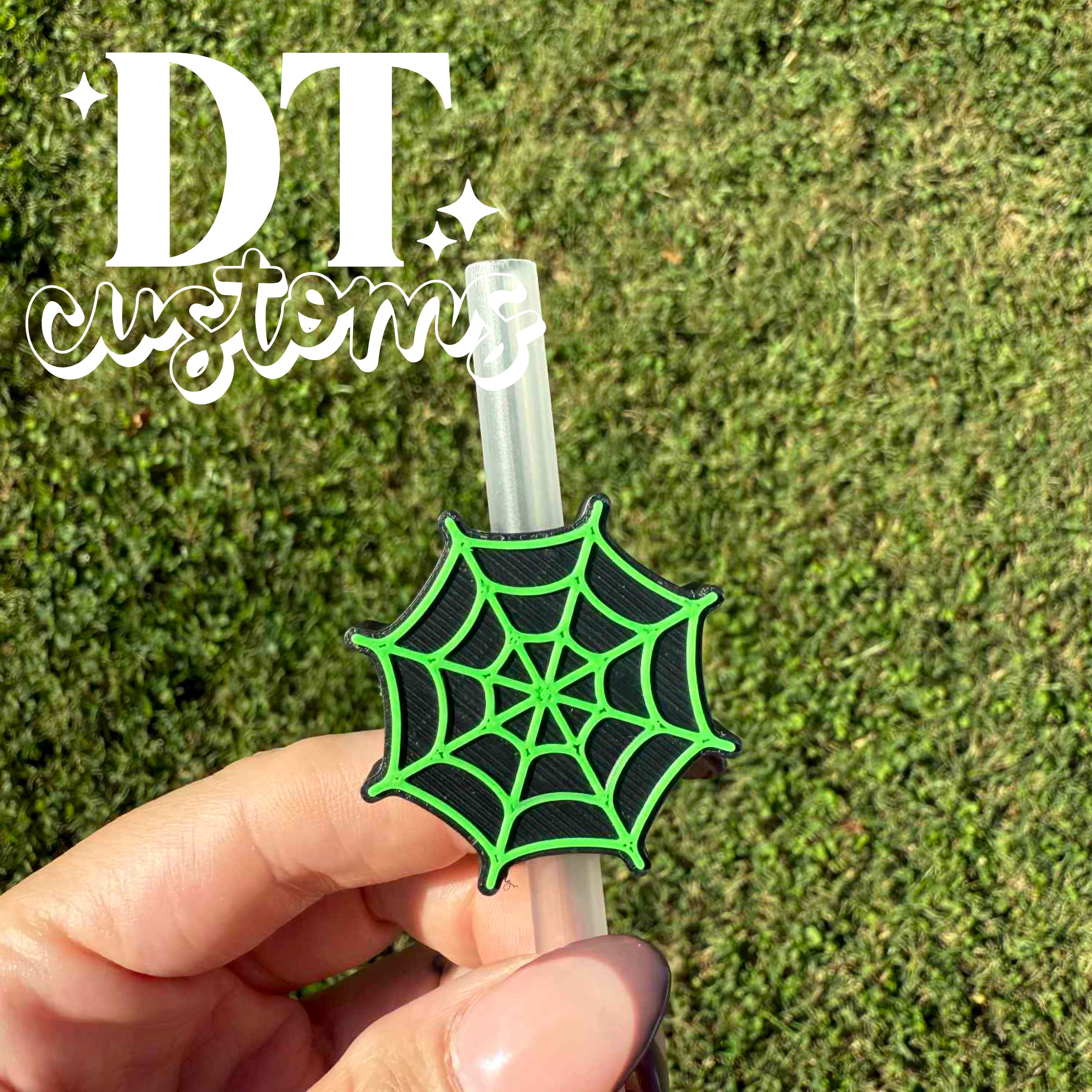 Wholesale Neon Green Web 3D Straw Topper