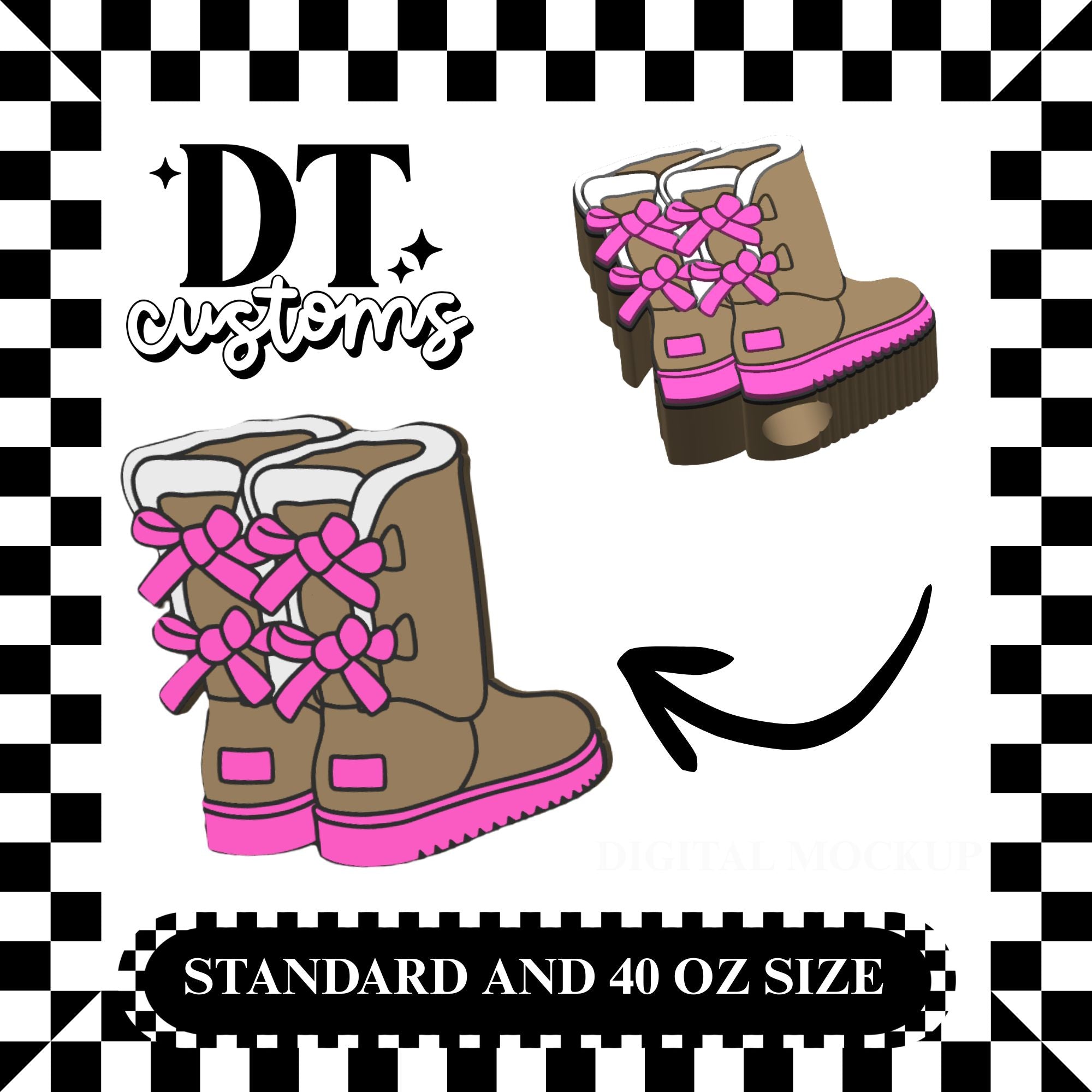 Wholesale Tan/Pink Boots 3D Straw Topper (Color Changes Available)