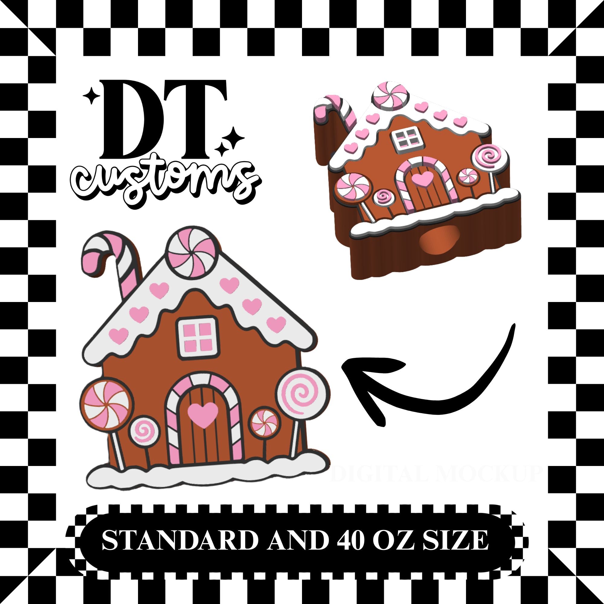 Wholesale Gingerbread House 3D Straw Topper