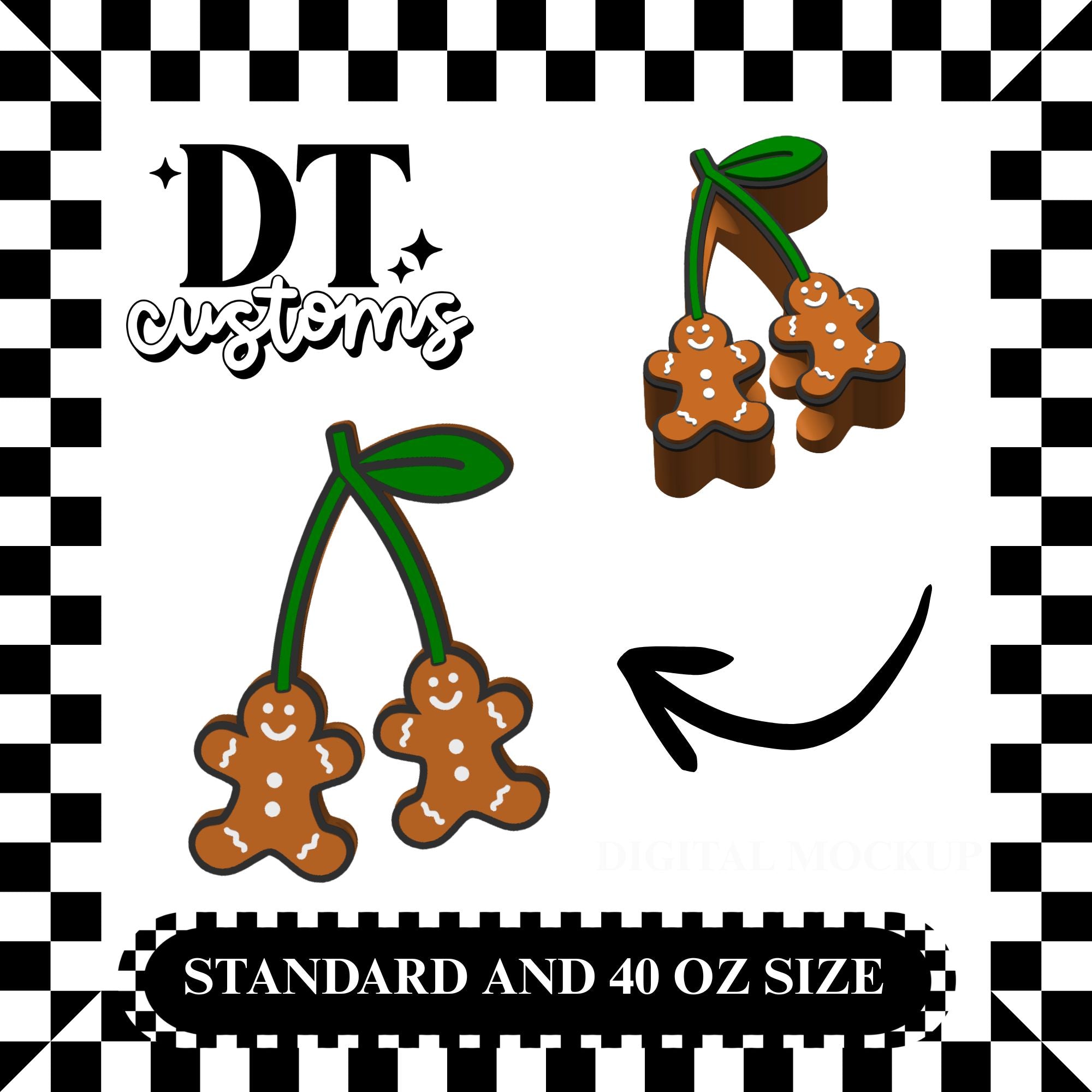 Wholesale Gingerbread Cherries 3D Straw Topper
