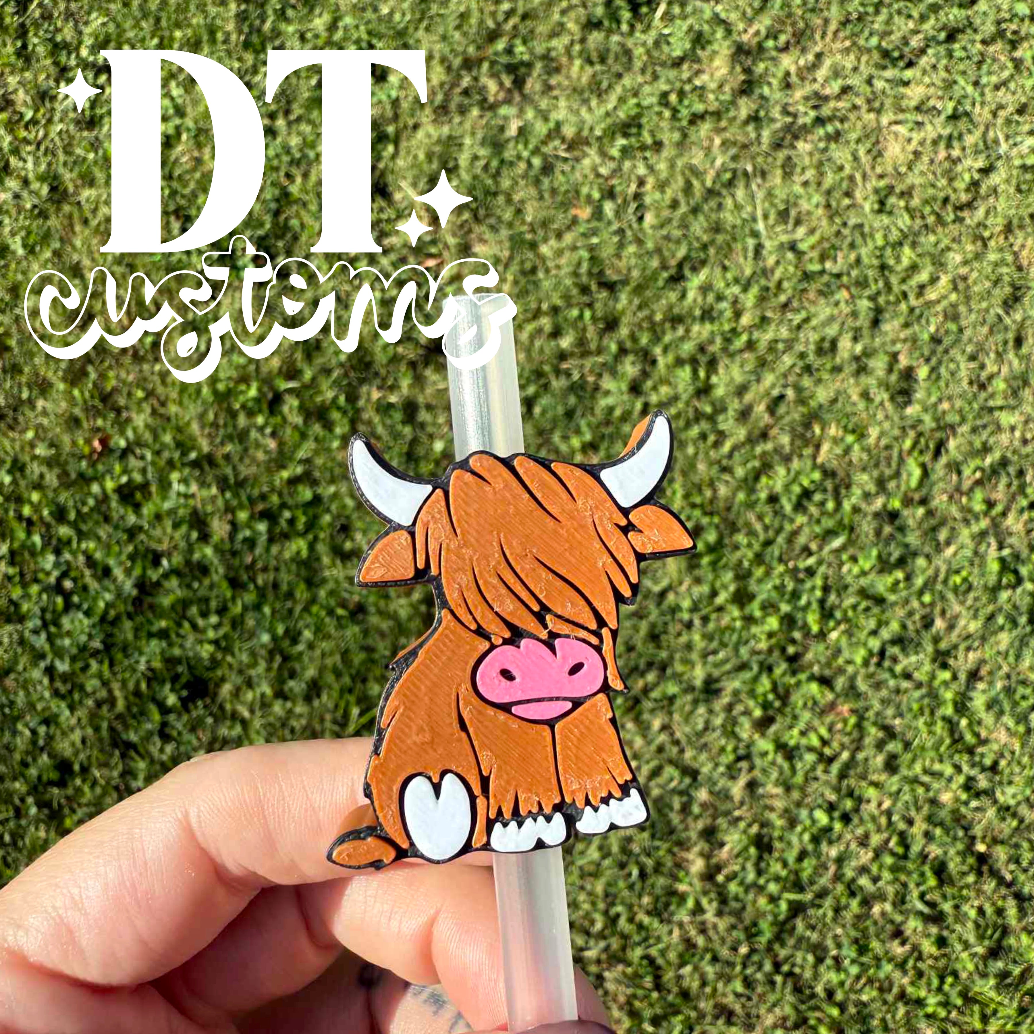 Wholesale Highland Cow 3D Straw Topper