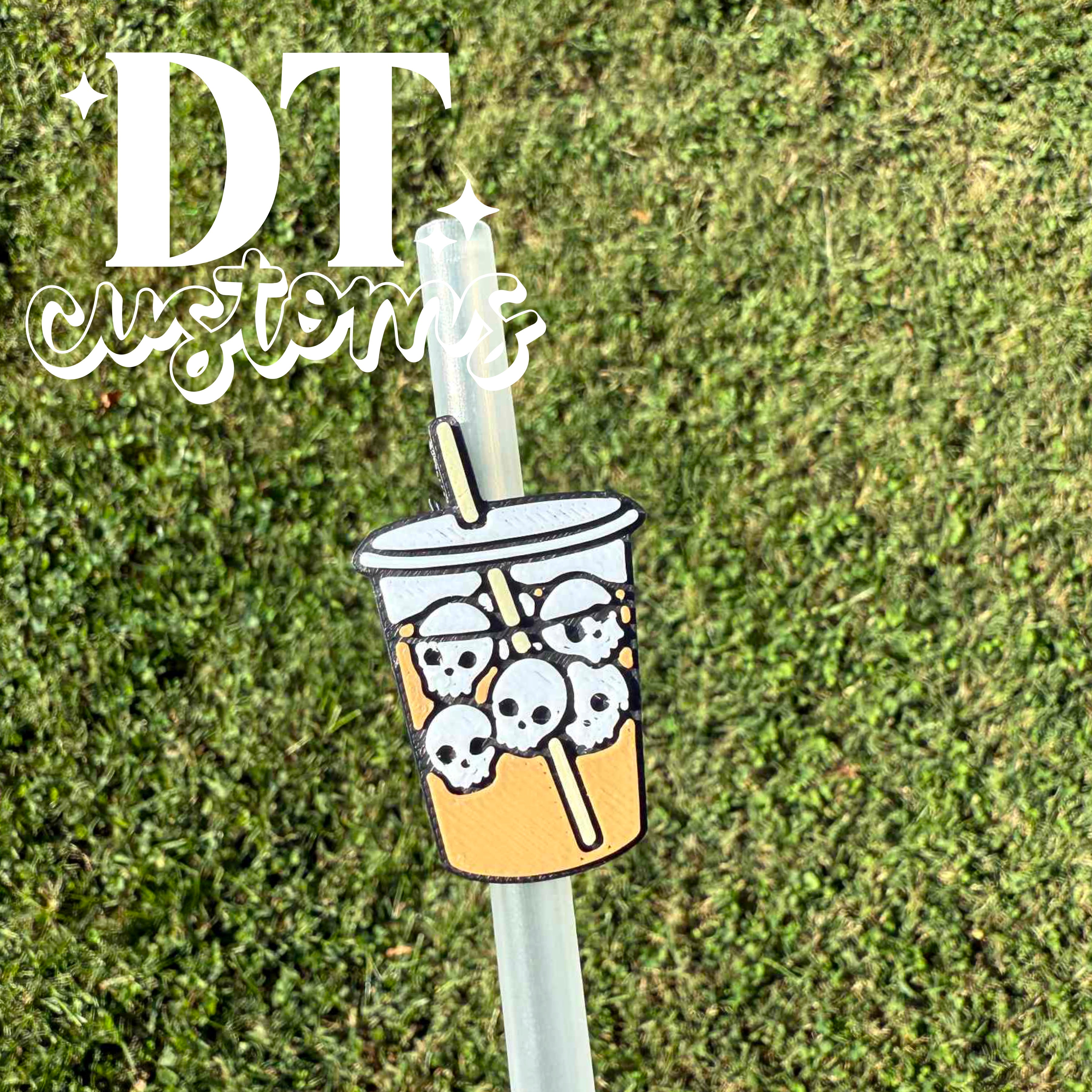 Wholesale Skull Cube Iced Coffee 3D Straw Topper