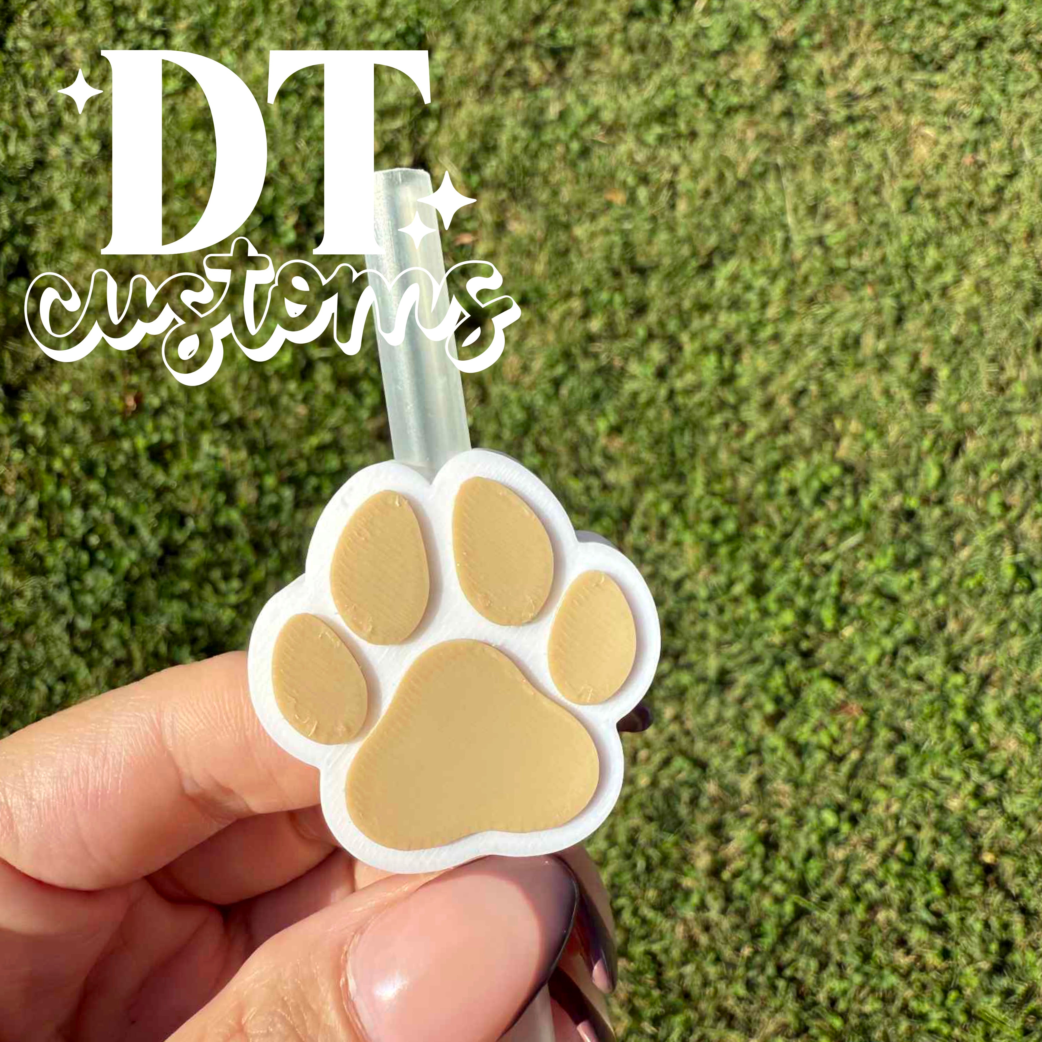 Wholesale Paw Print 3D Straw Topper
