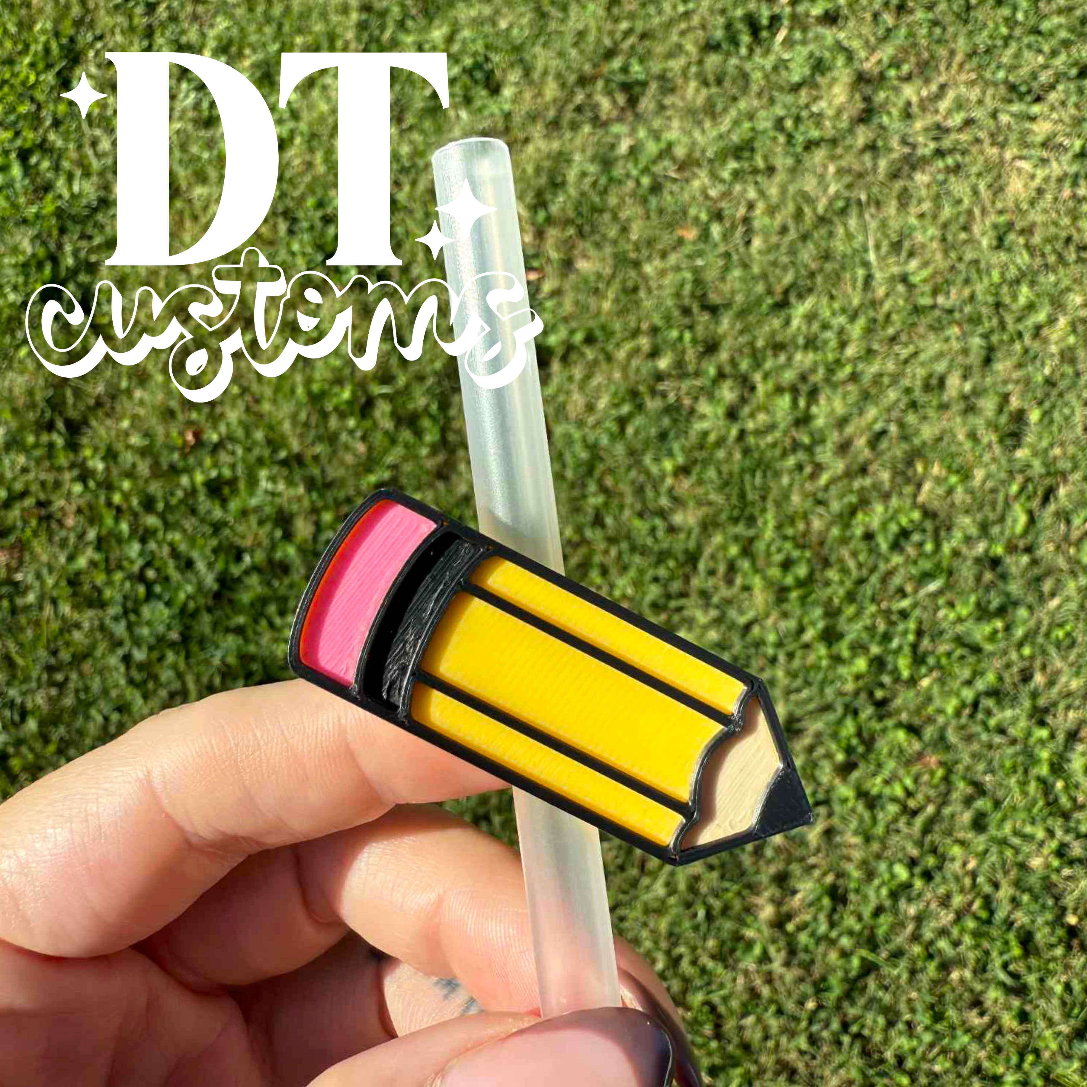 Wholesale Pencil 3D Straw Topper