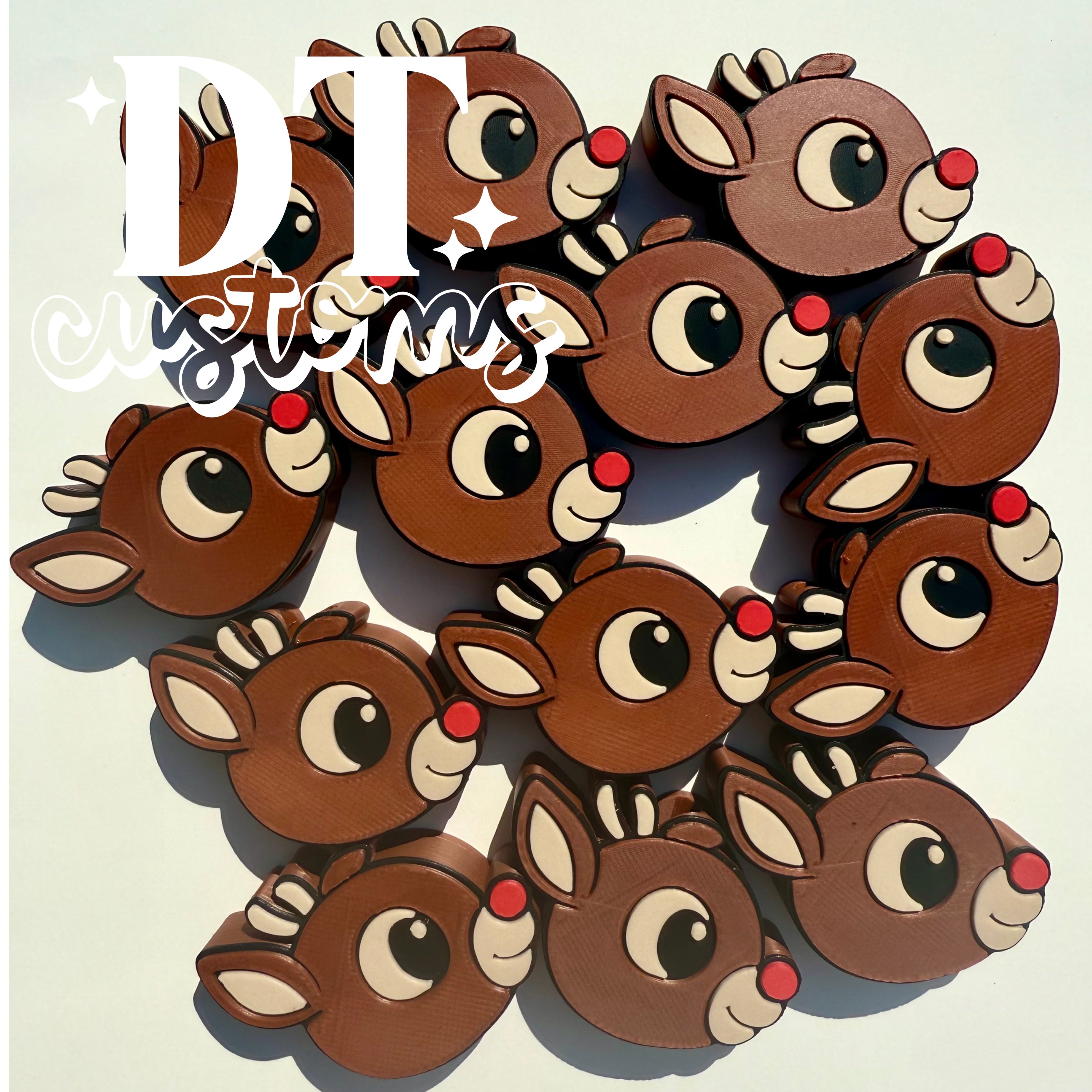 Wholesale Red Nose Reindeer 3D Straw Topper