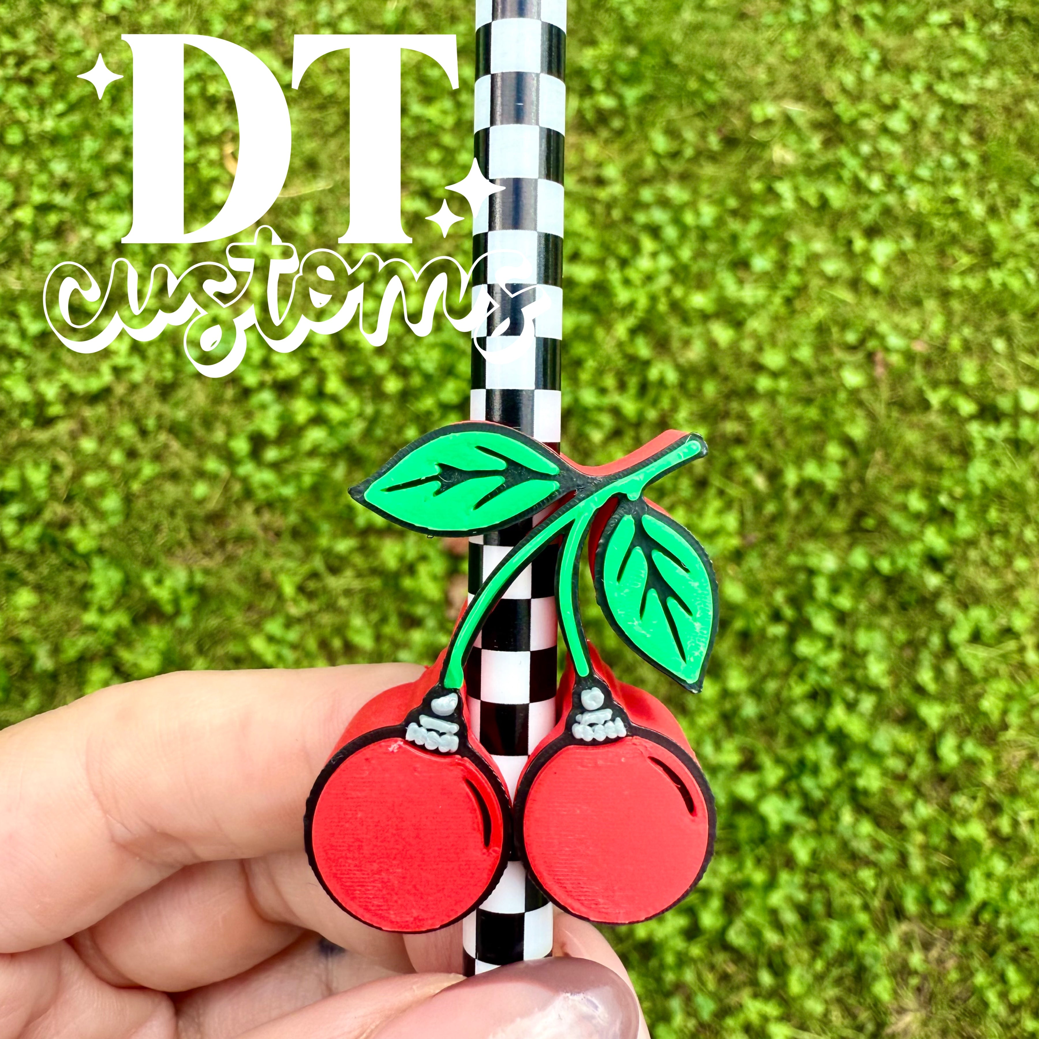 Wholesale Ornament Cherries 3D Straw Topper