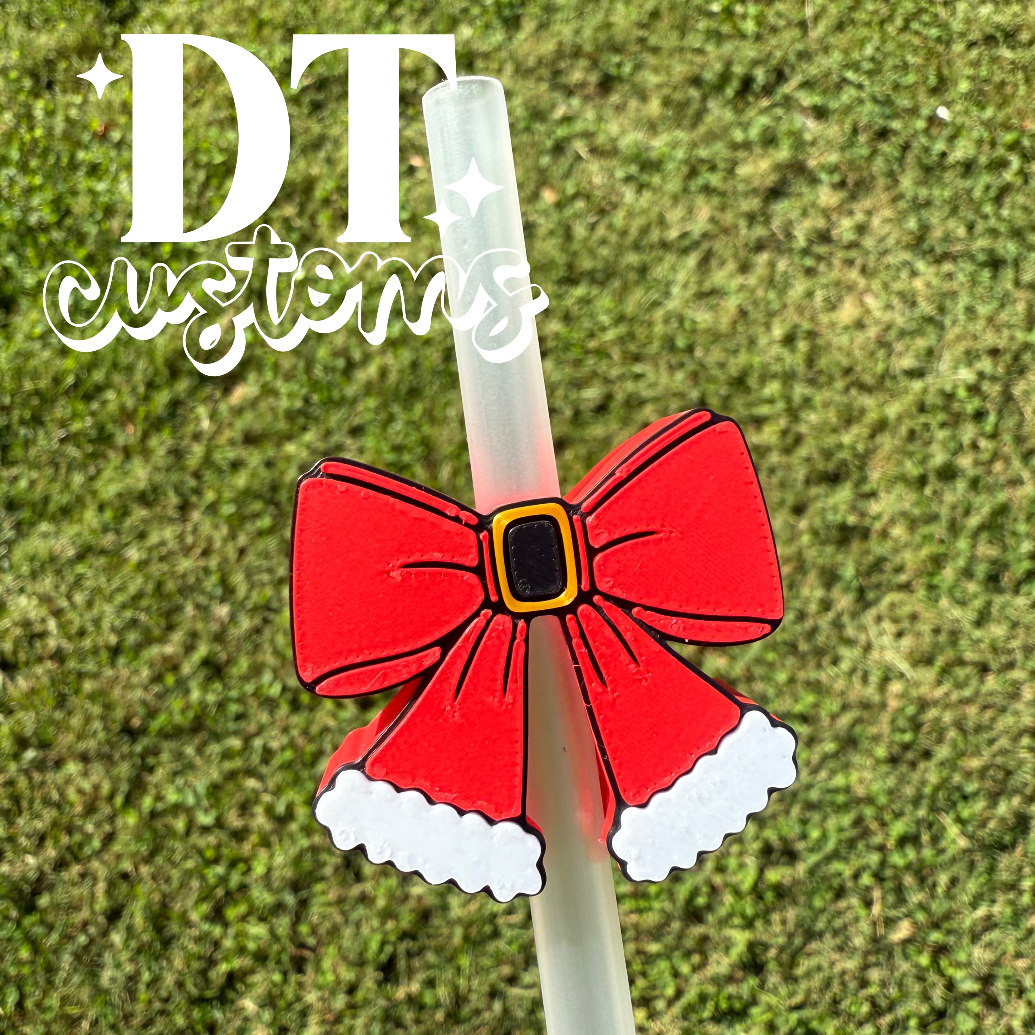 Wholesale Santa Belt Bow 3D Straw Topper