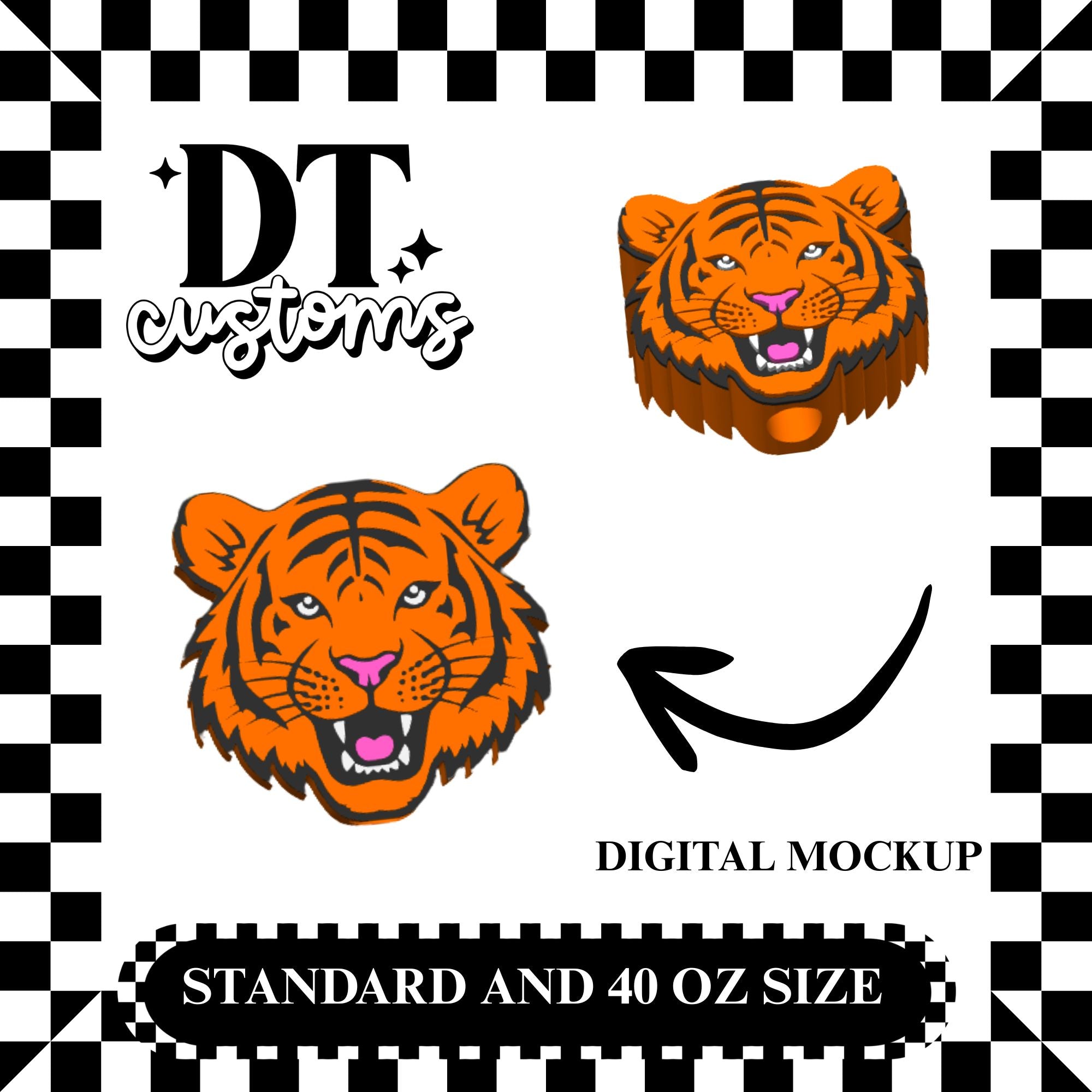 Wholesale Tiger 3D Straw Topper