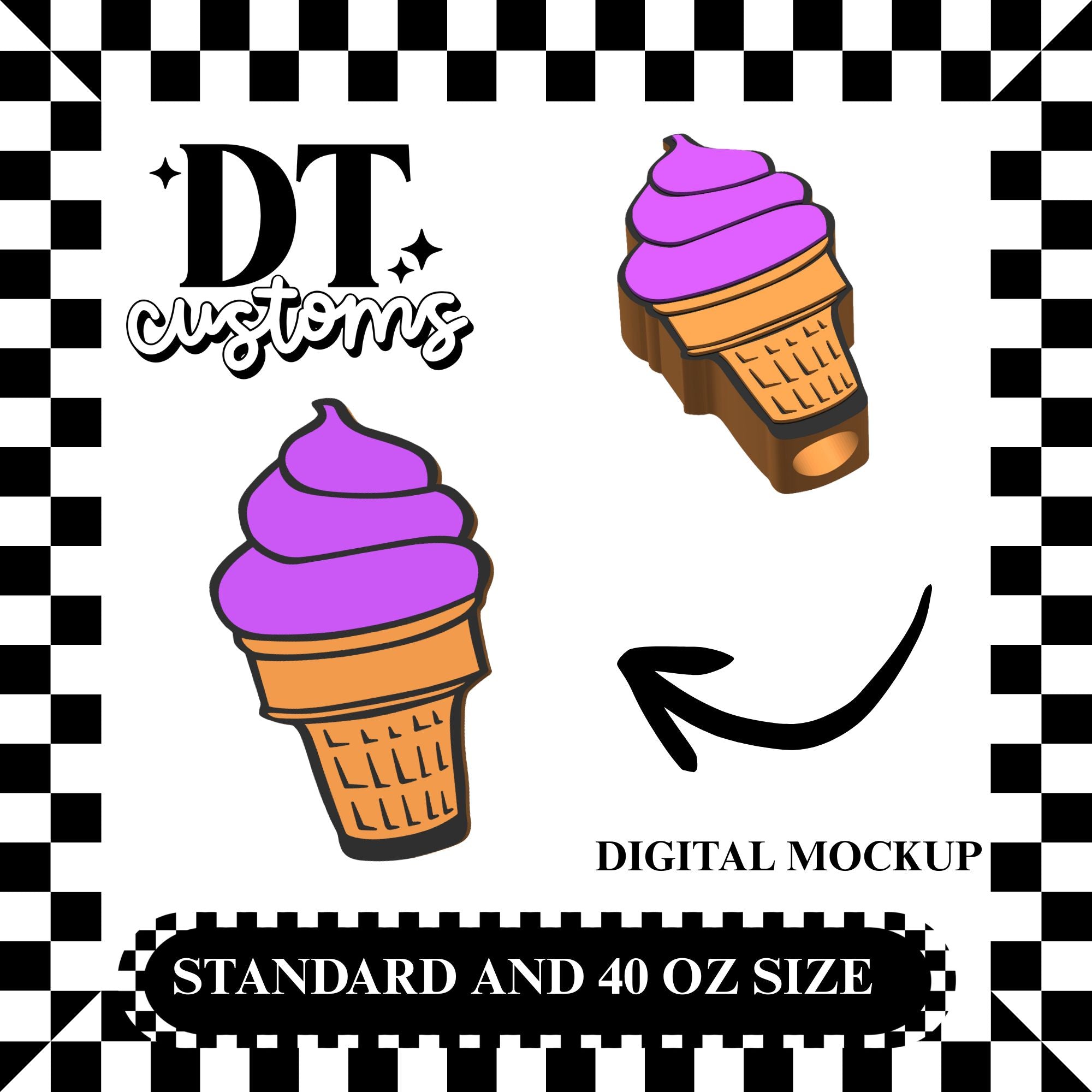 Wholesale Ice Cream Cone 3D Straw Topper