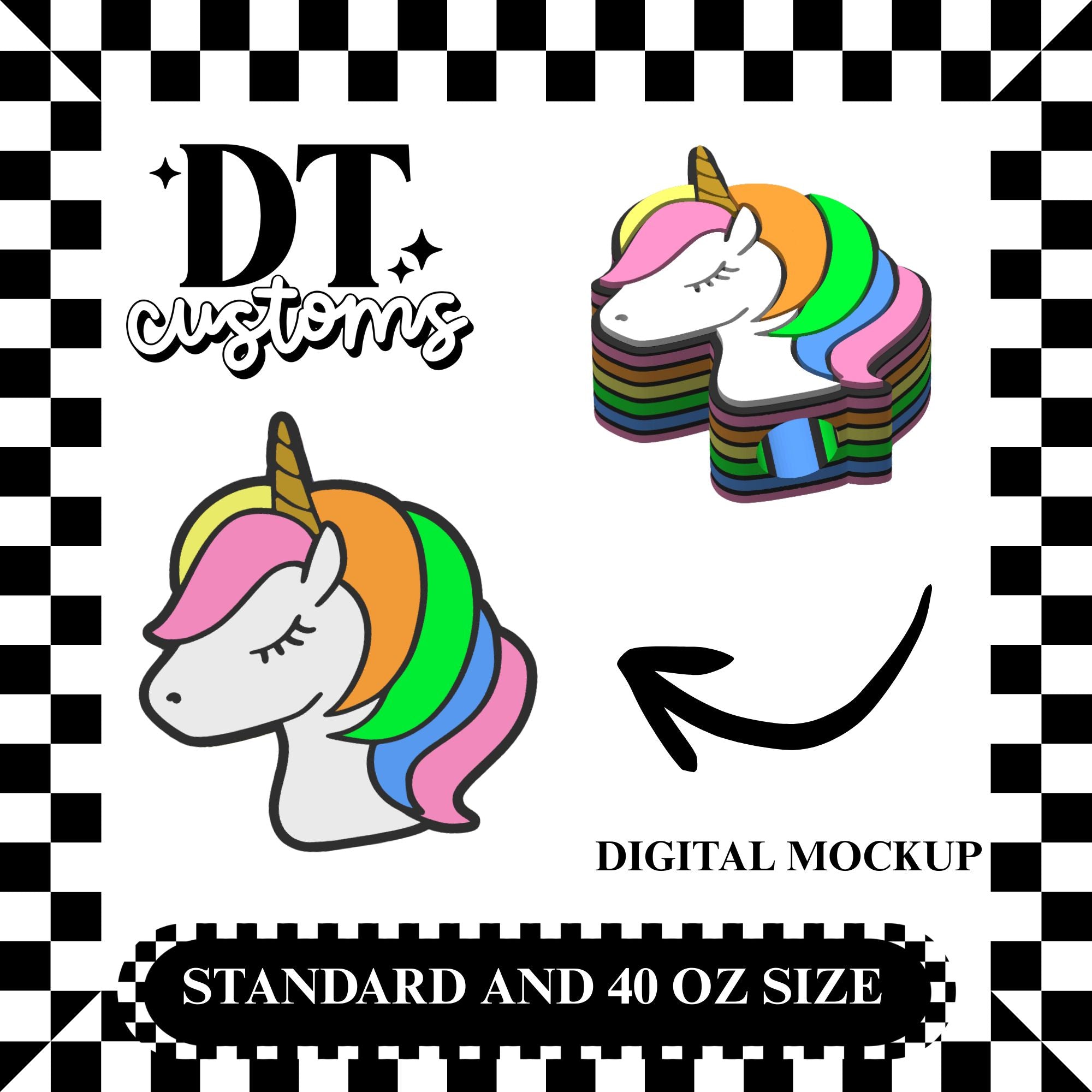 Wholesale Striped Base Unicorn 3D Straw Topper