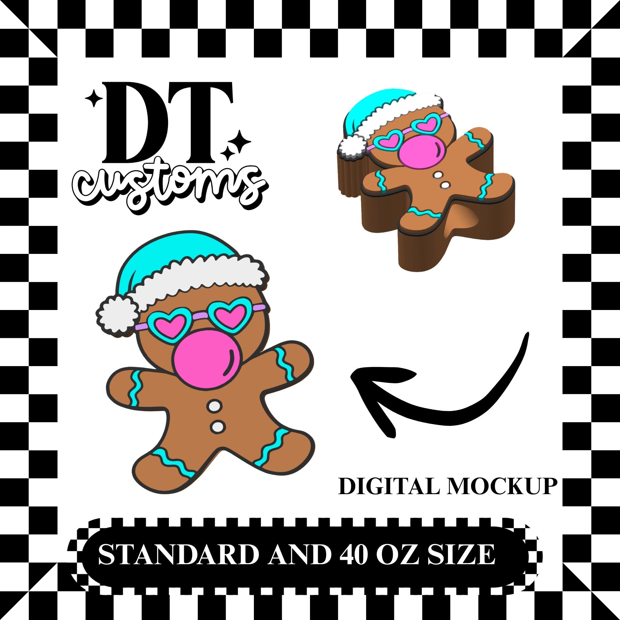 Wholesale Santa Hat Bubblegum Gingerbread 3D Straw Topper