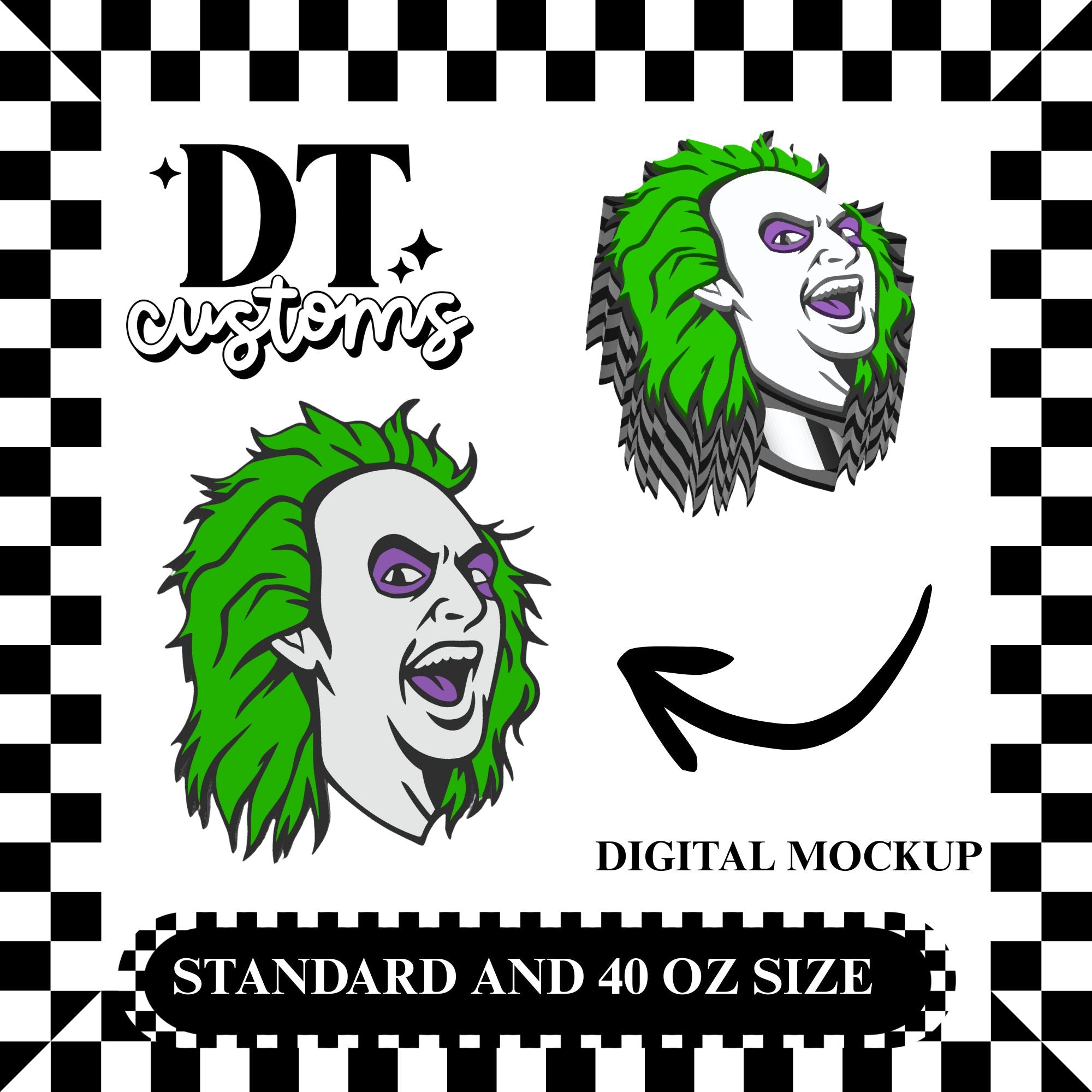 Wholesale Striped Base Beetlejuice 3D Straw Topper
