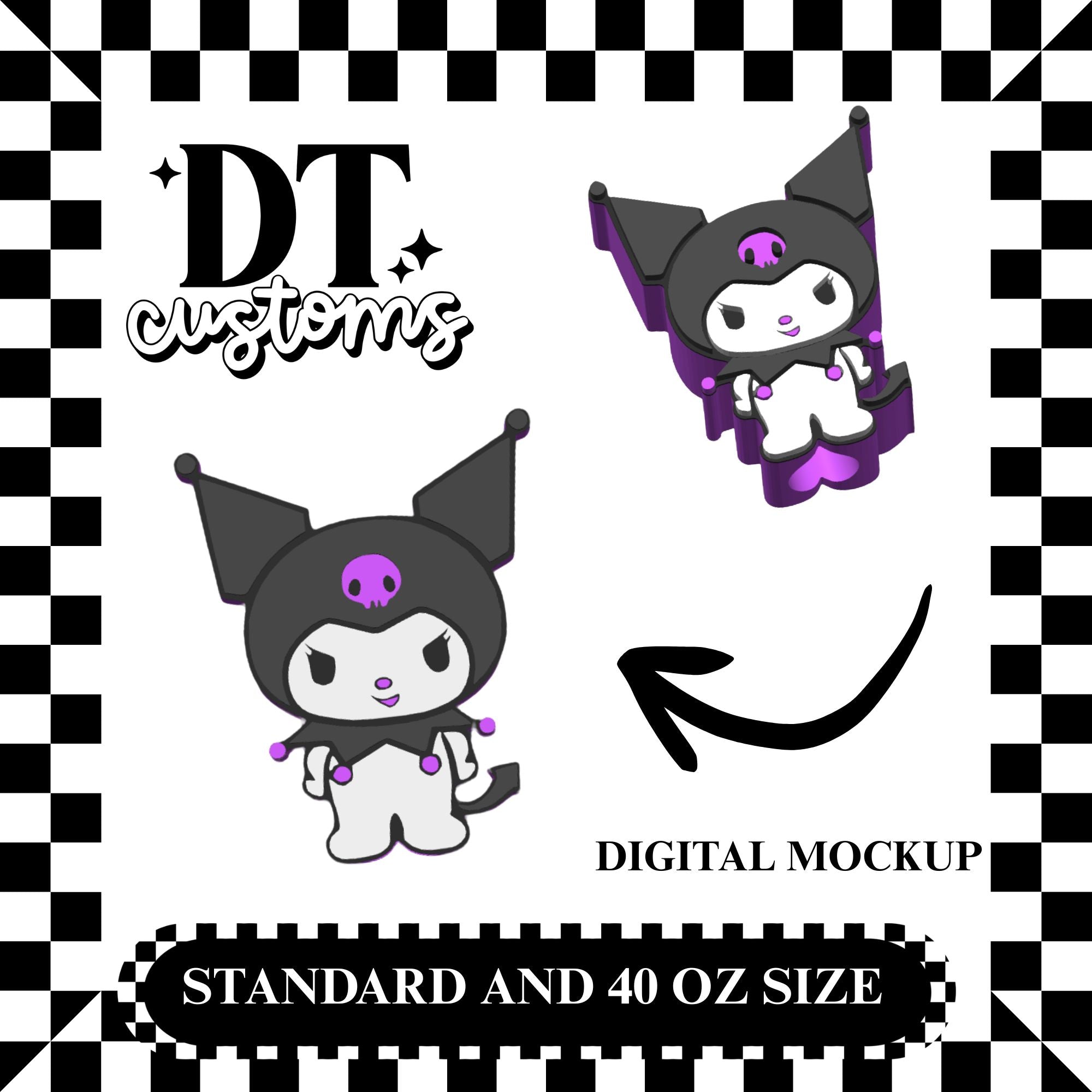 Wholesale Kuromi 3D Straw Topper
