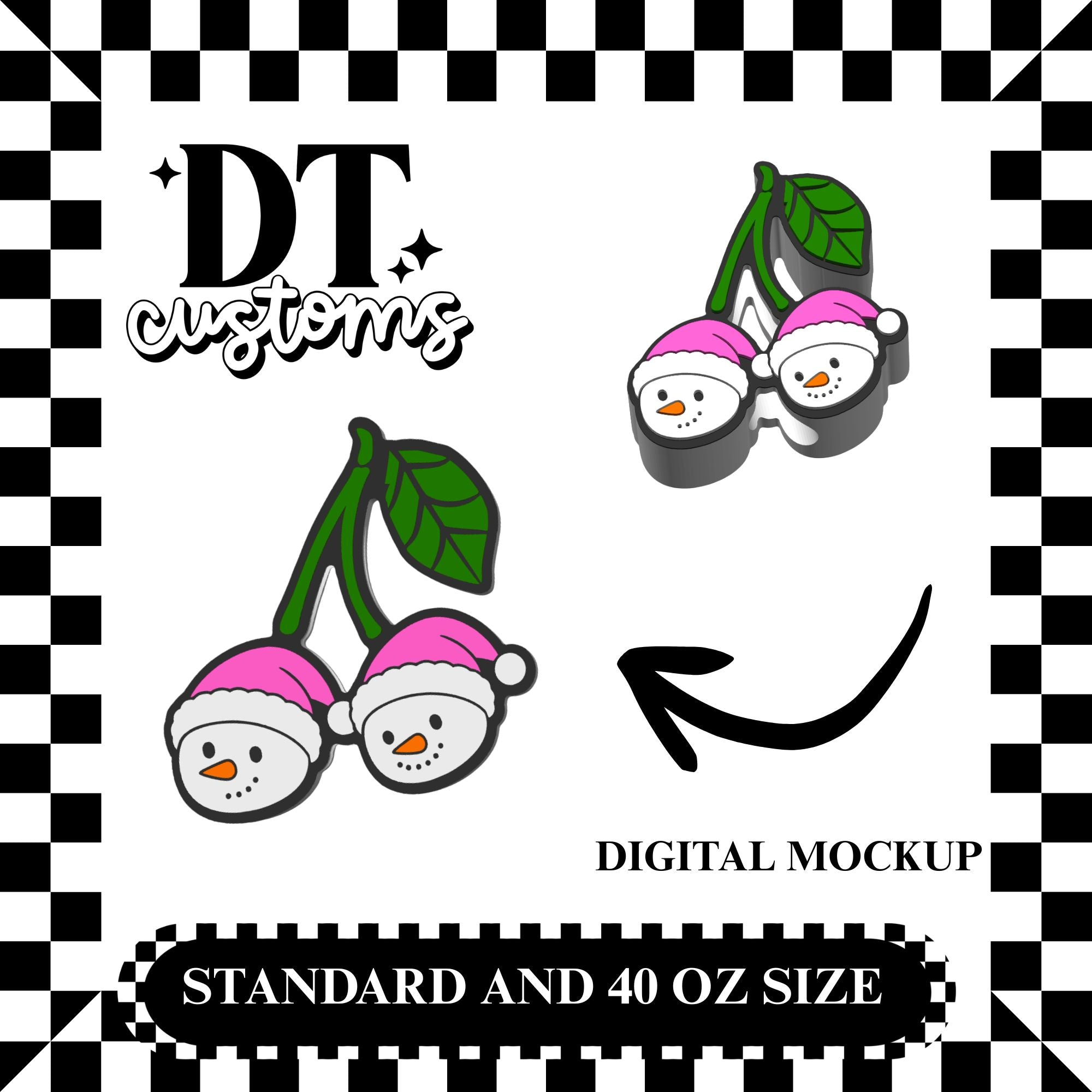 Wholesale Snowman Cherries 3D Straw Topper
