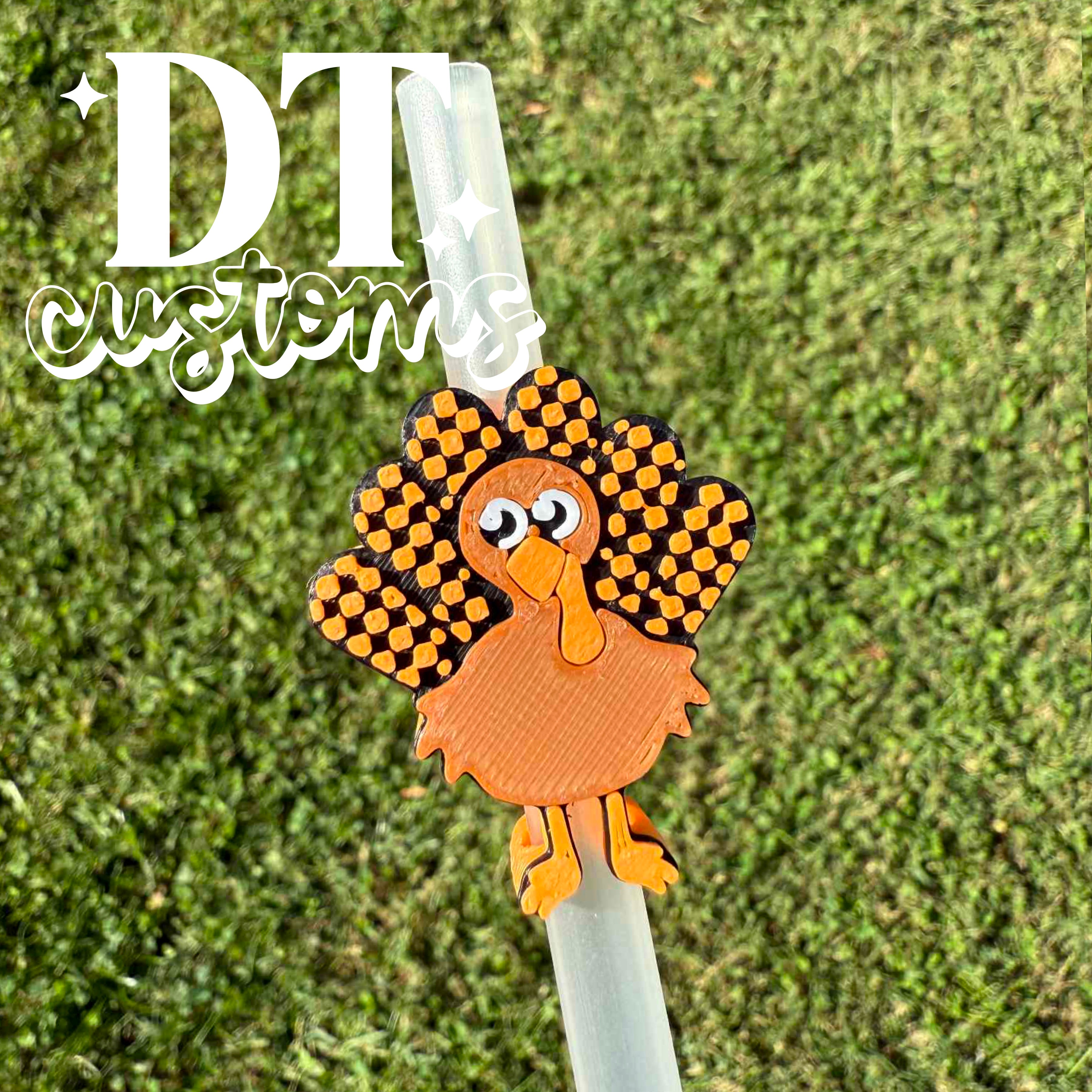 Wholesale Checker Turkey 3D Straw Topper
