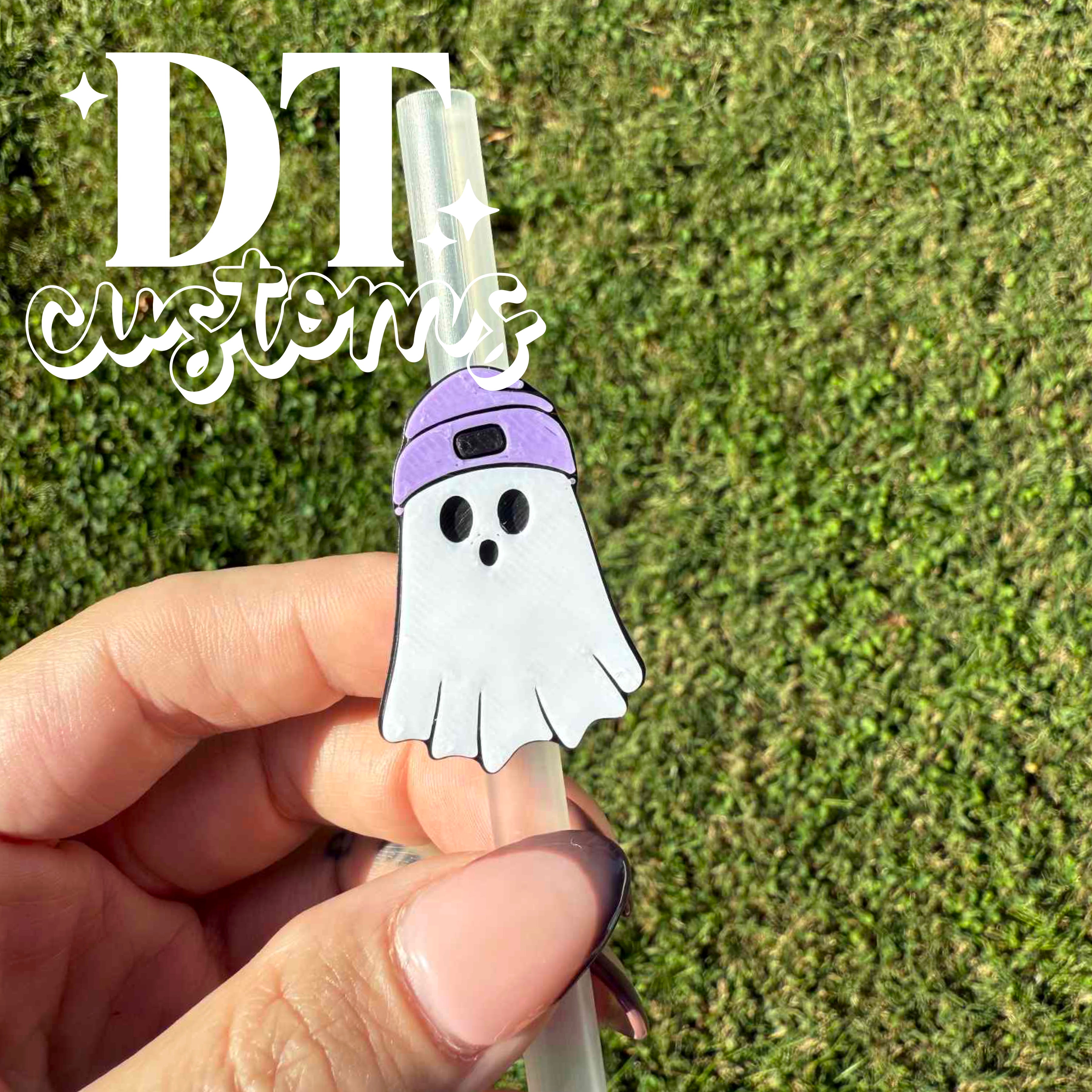 Wholesale Beanie Ghostie 3D Straw Topper