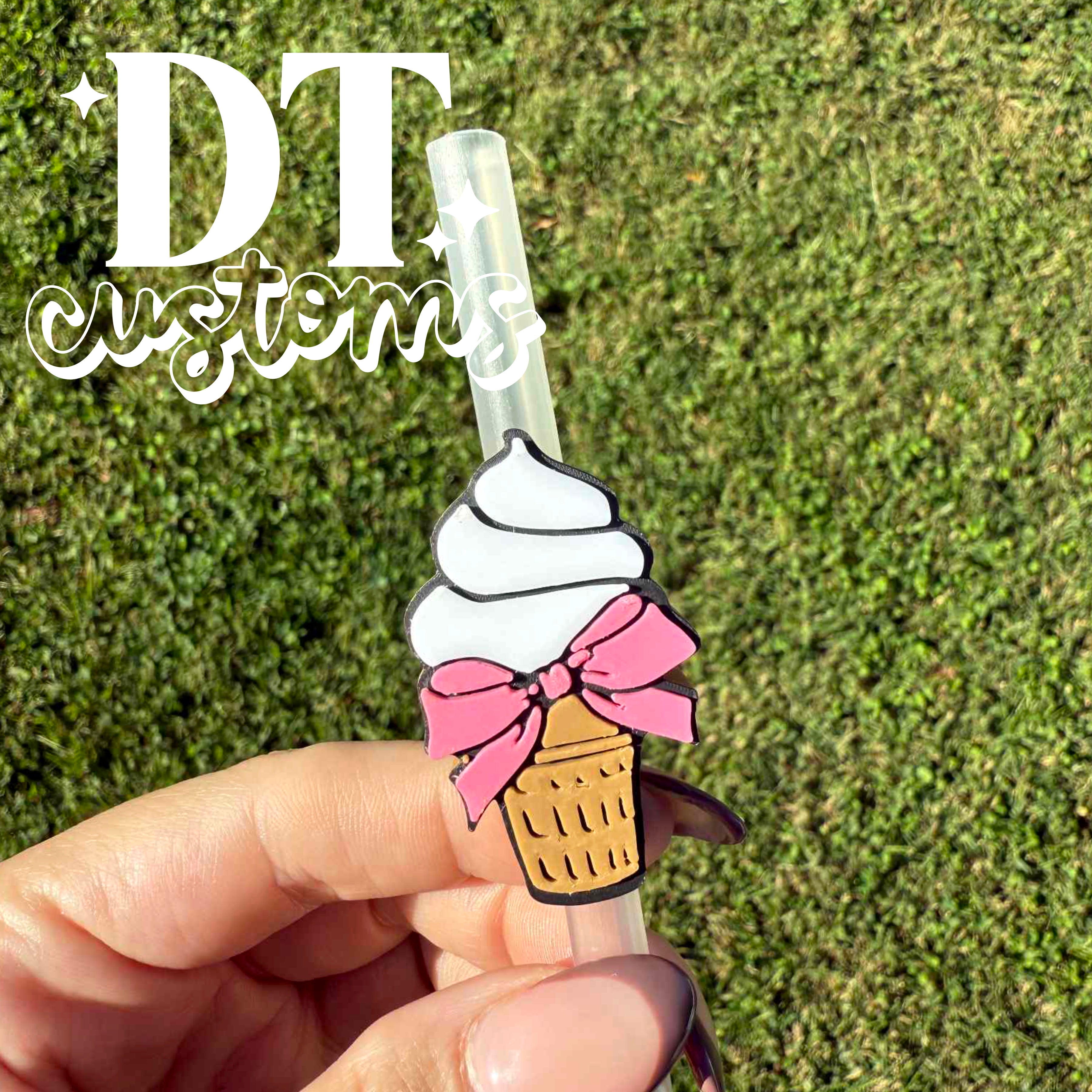 Wholesale Ice Cream Coquette 3D Straw Topper