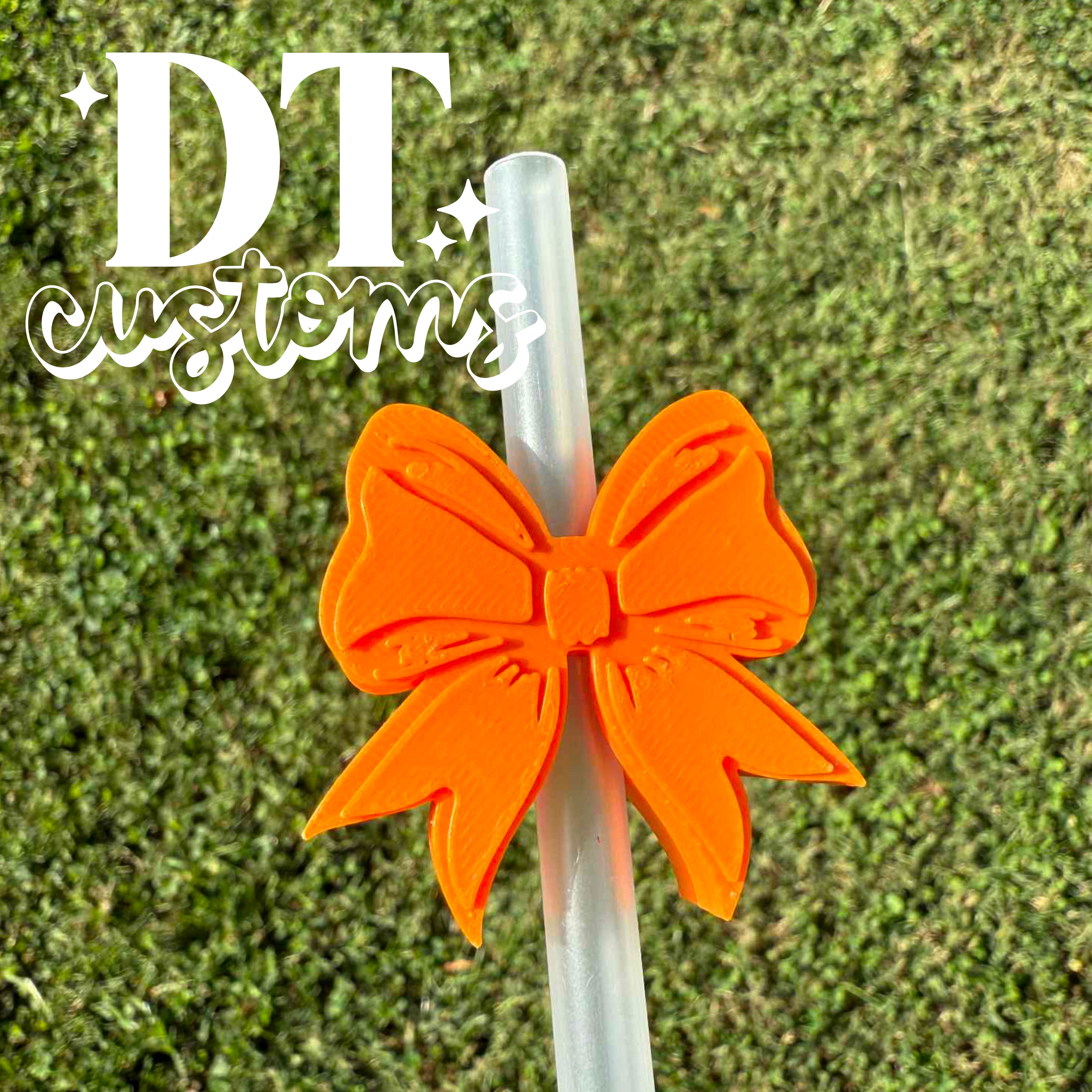 Wholesale Orange Coquette Bow 3D Straw Topper