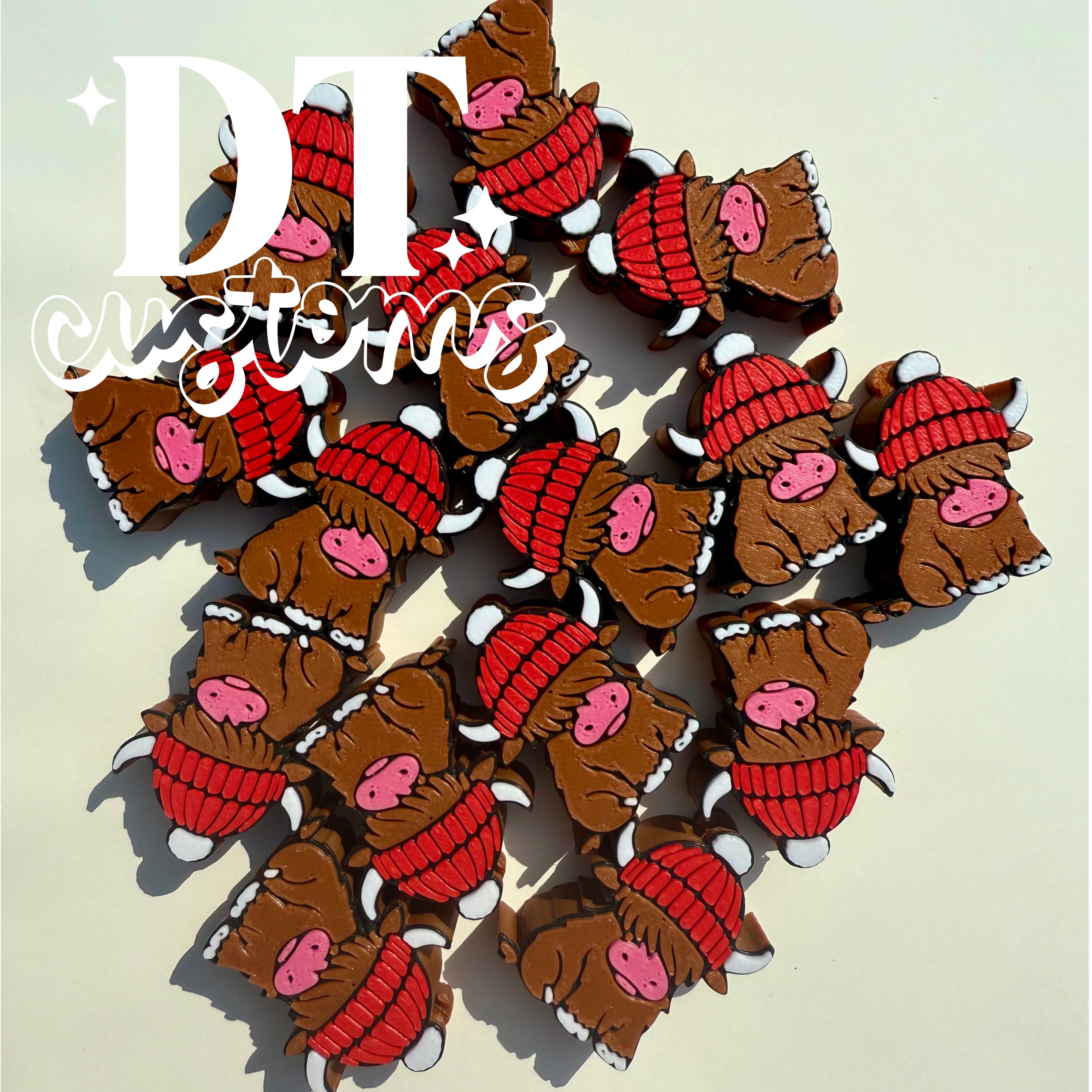 Wholesale Beanie Highland Cow 3D Straw Topper