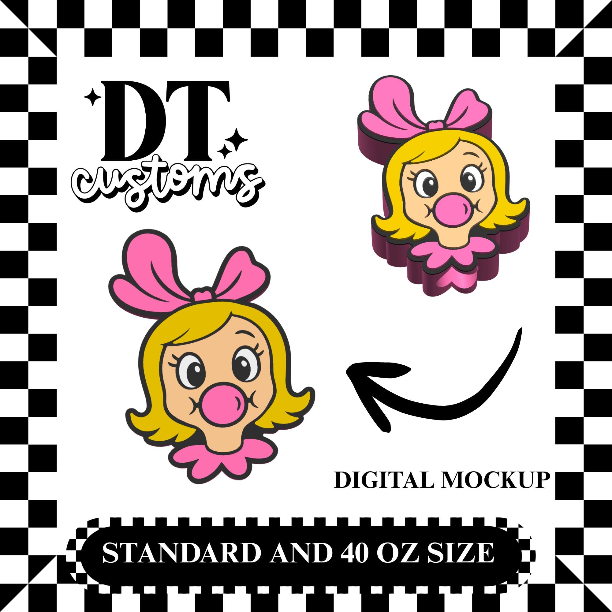 Wholesale Bubblegum Cindy Lou 3D Straw Topper