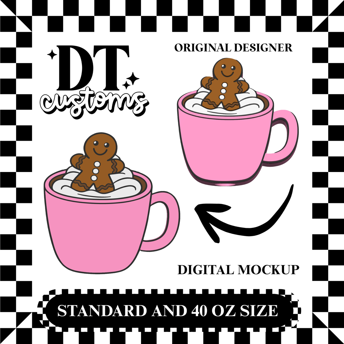 Wholesale Gingerbread Cocoa 3D Straw Topper Designed By DT Customs