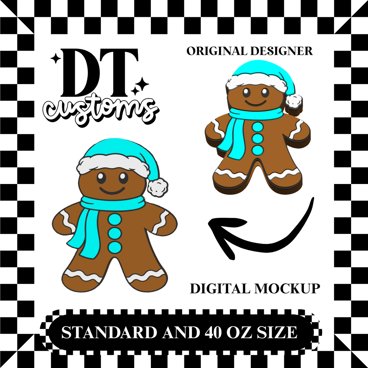 Wholesale Winter Gingerbread 3D Straw Topper Designed By DT Customs