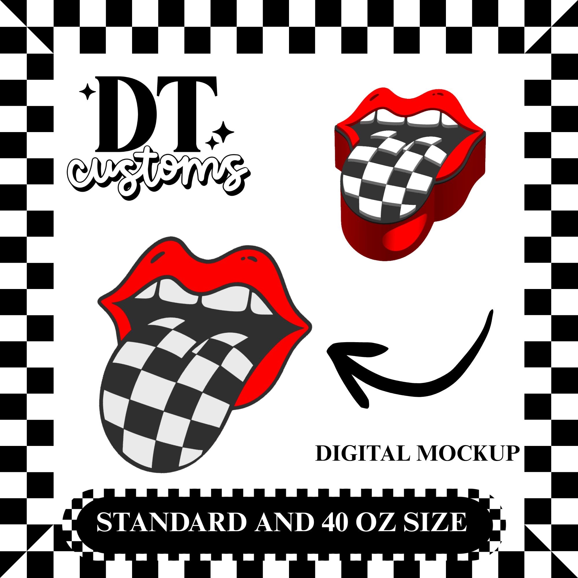 Wholesale Checker Tongue 3D Straw Topper