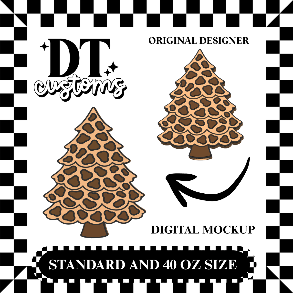 Wholesale Leopard Christmas Tree 3D Straw Topper Designed By DT Customs