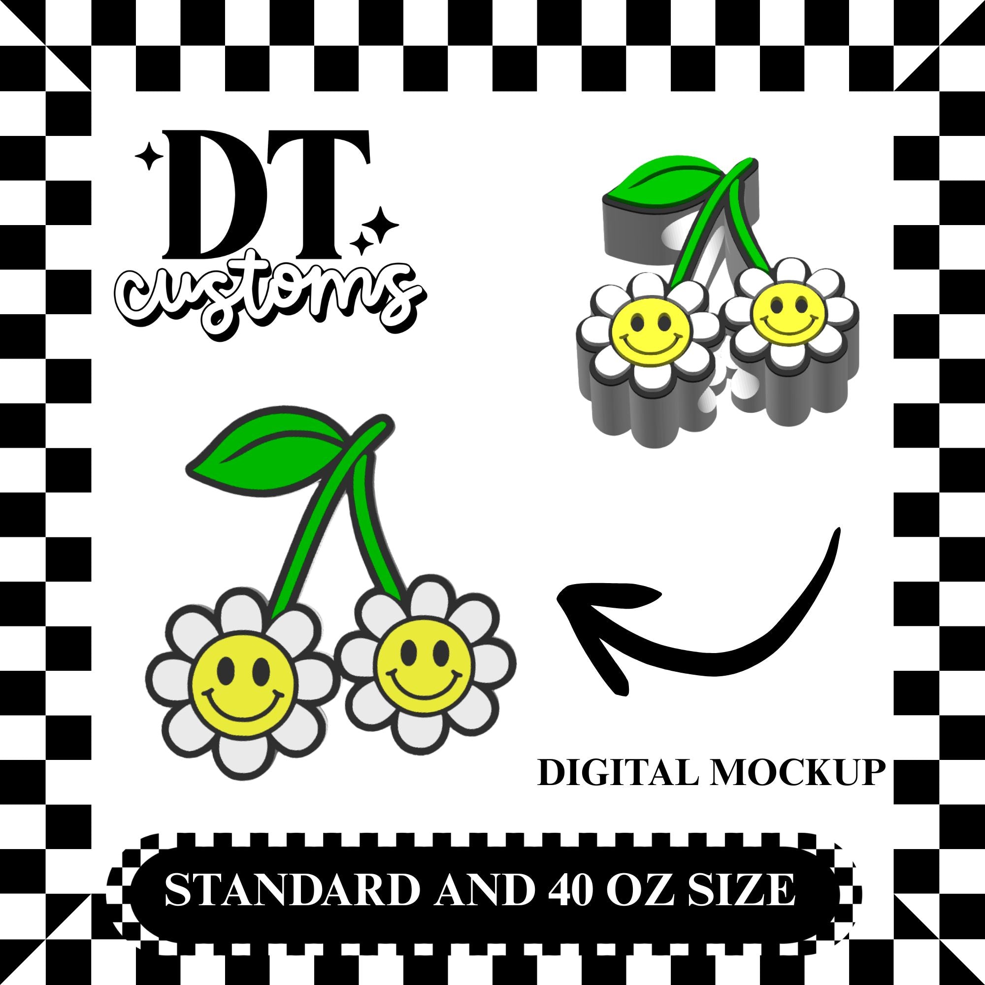 Wholesale Daisy Cherries 3D Straw Topper
