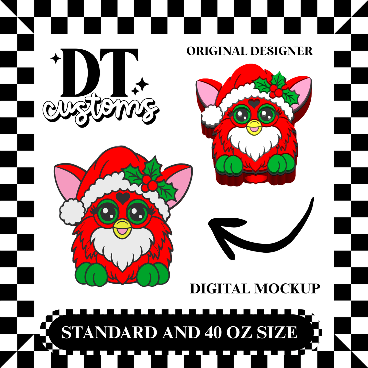 Wholesale Christmas Furb 3D Straw Topper Designed By DT Customs