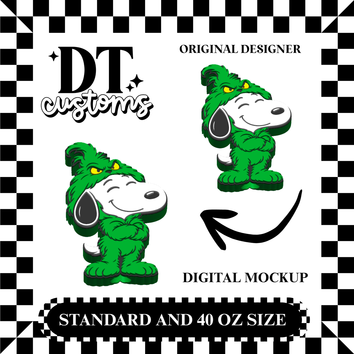 Wholesale Green Meanie Snoop 3D Straw Topper Designed By DT Customs