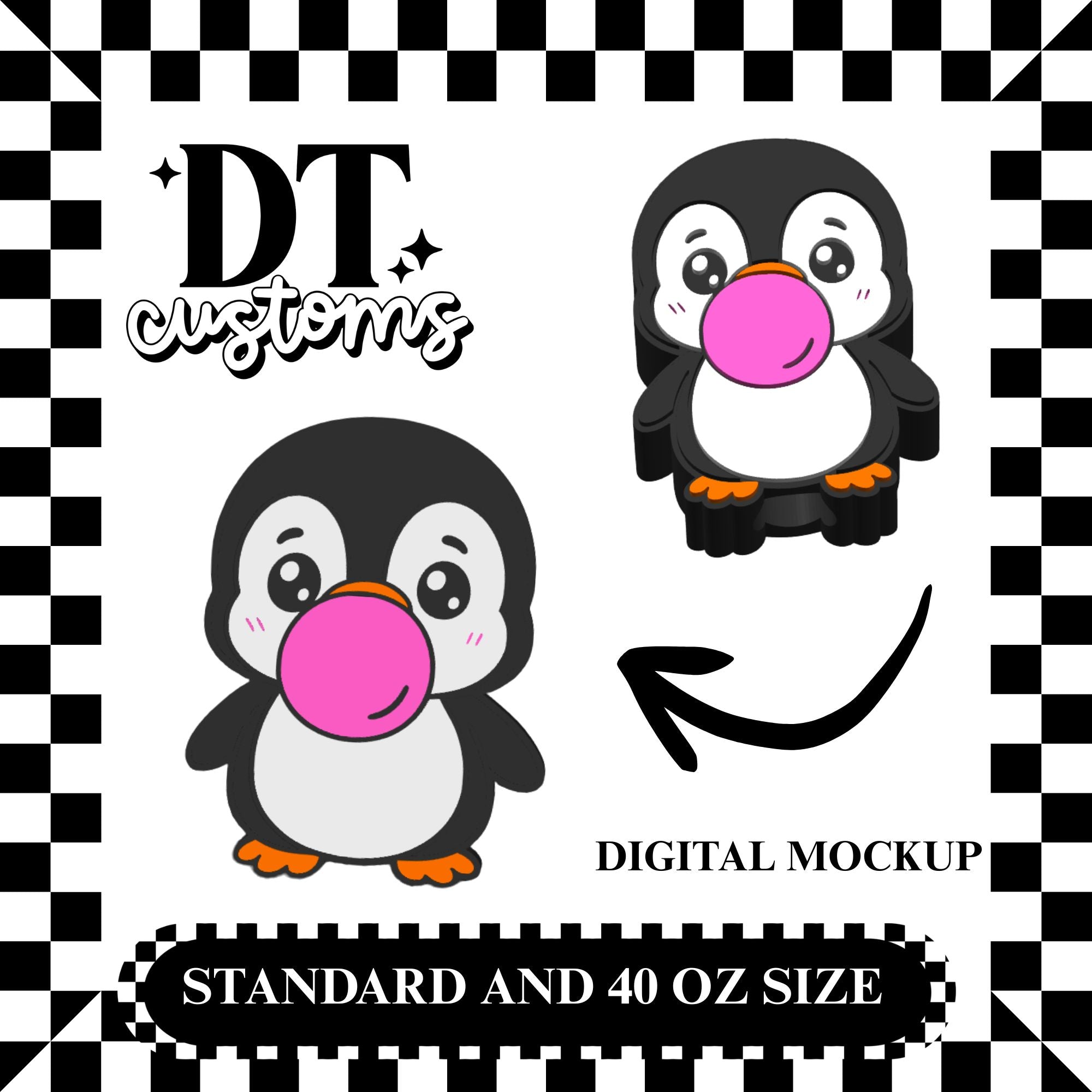 Wholesale Bubblegum Penguin 3D Straw Topper
