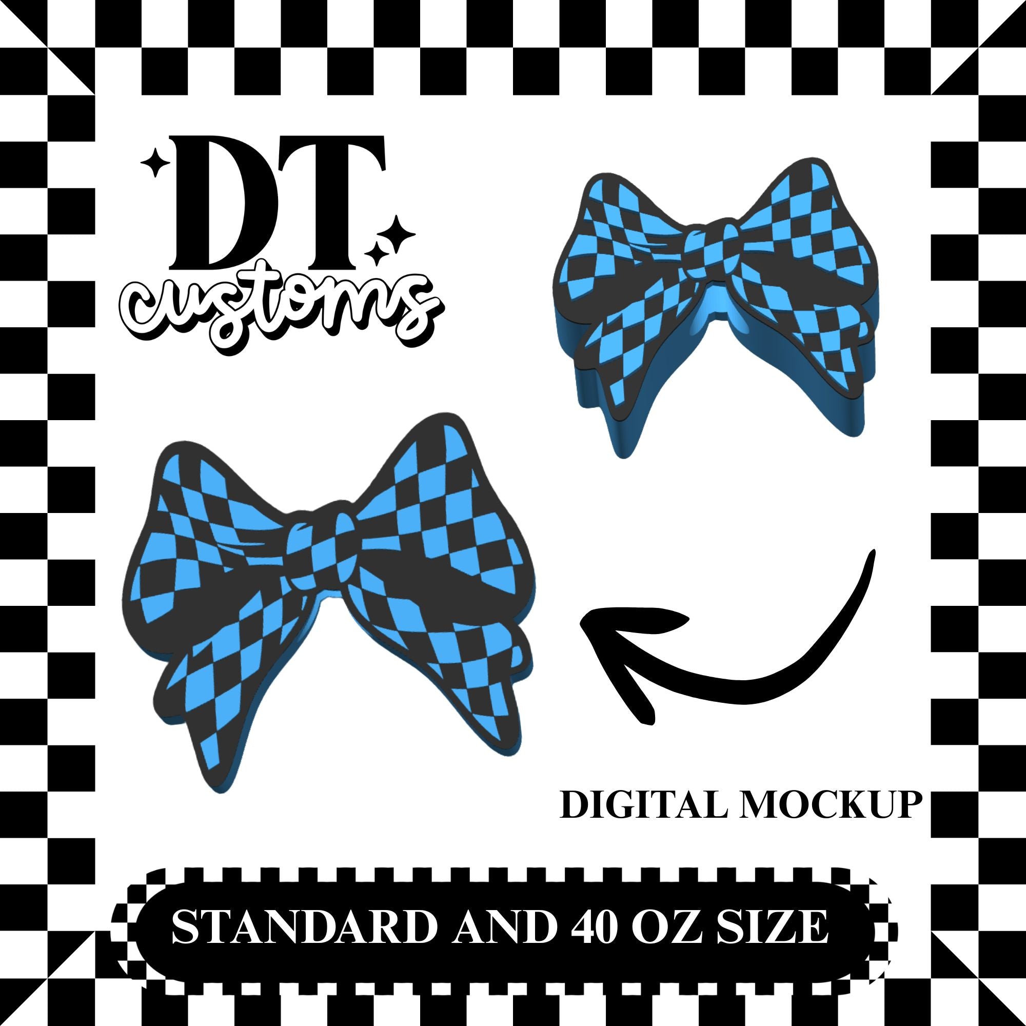 Wholesale Flowy Checker Bow 3D Straw Topper