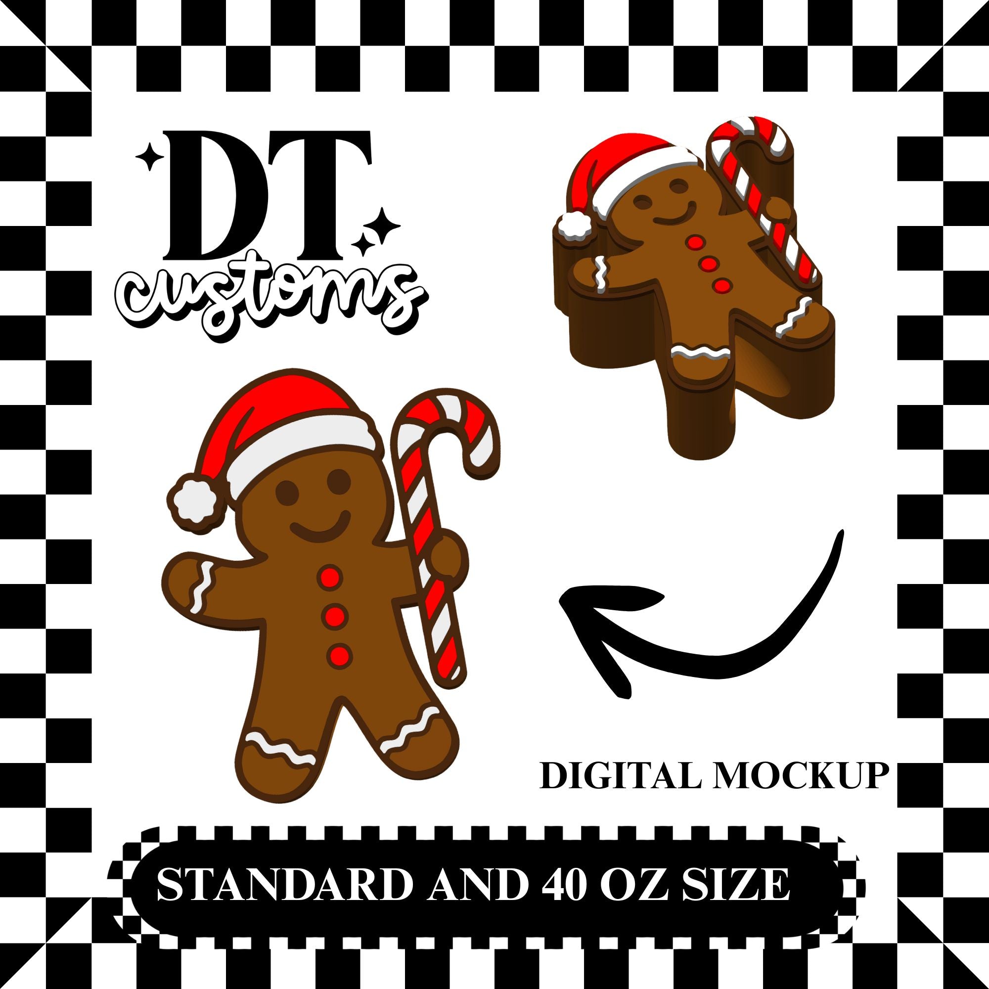 Wholesale Candy Cane Gingerbread 3D Straw Topper