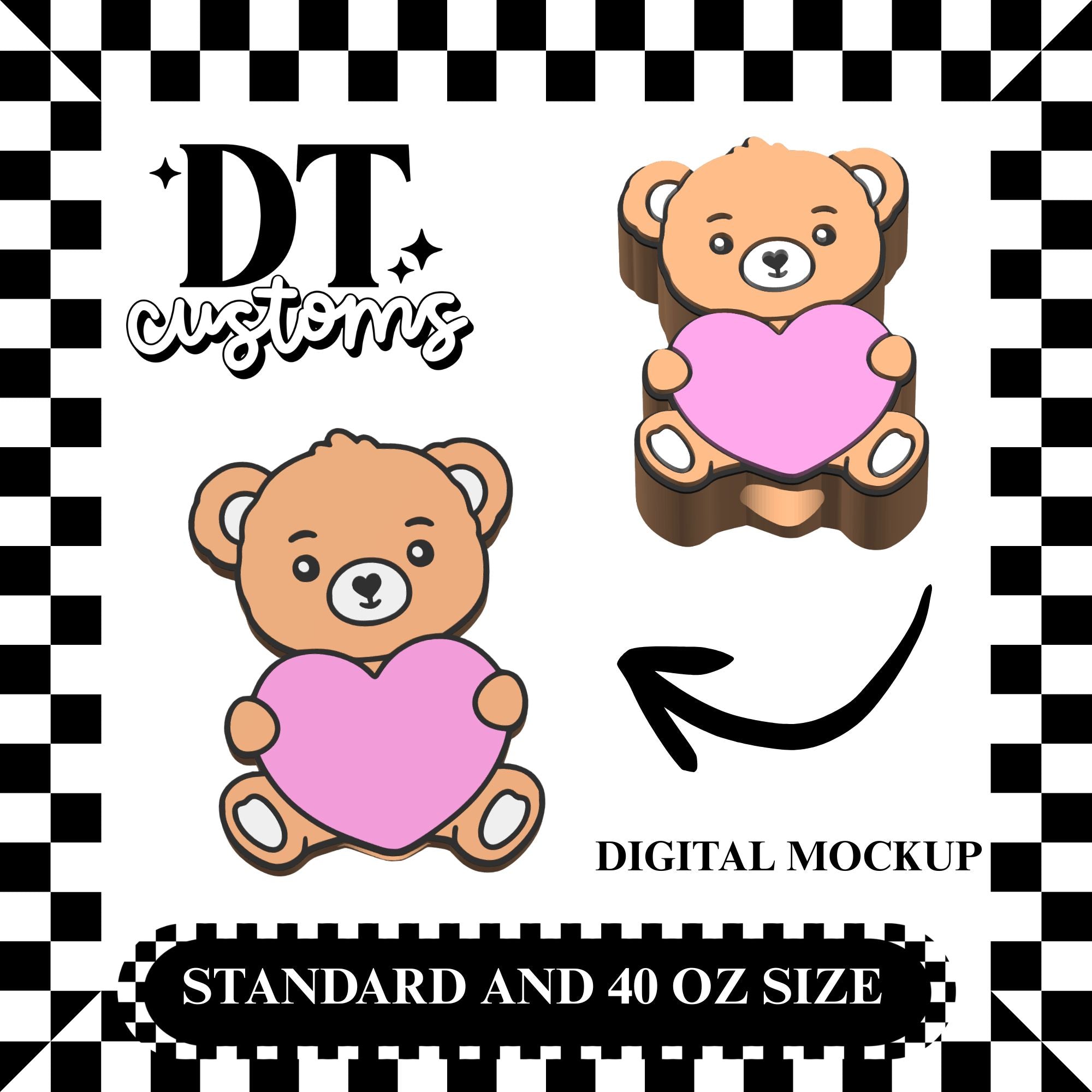 Wholesale Heart Bear 3D Straw Topper