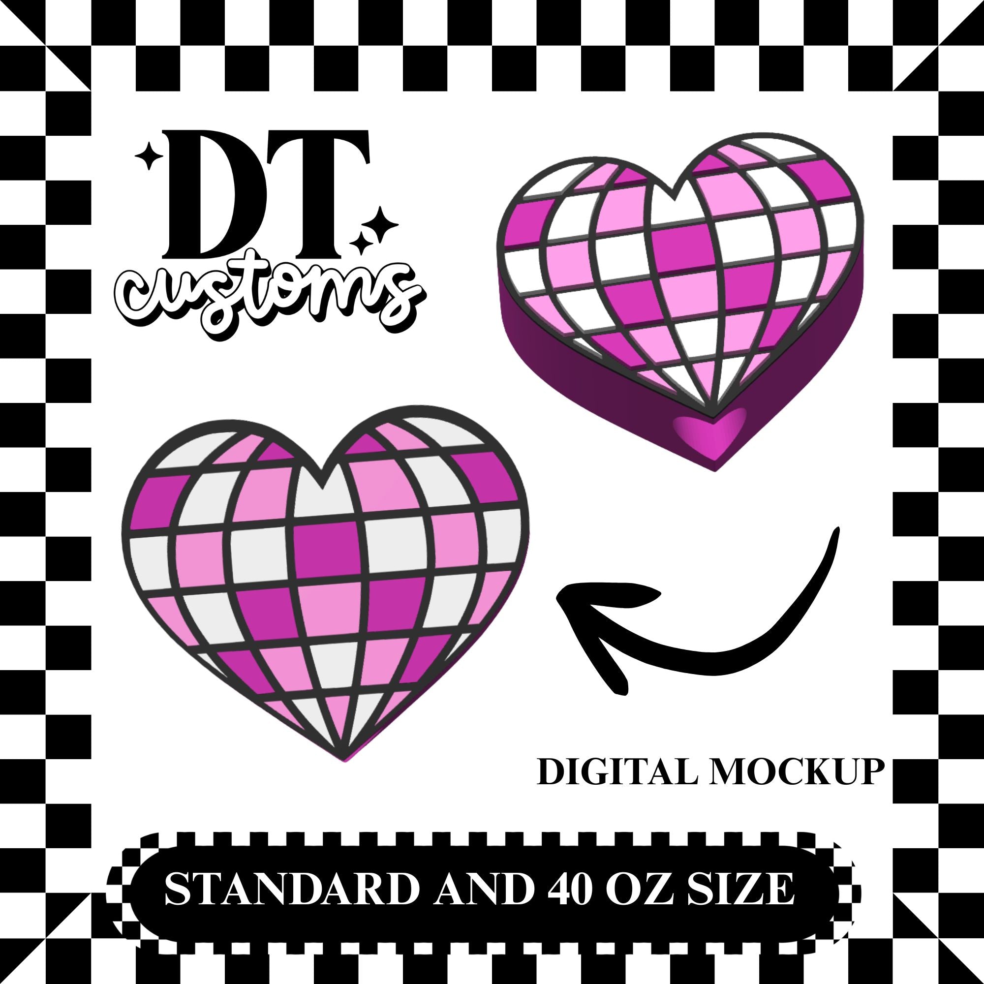 Wholesale Disco Heart 3D Straw Topper