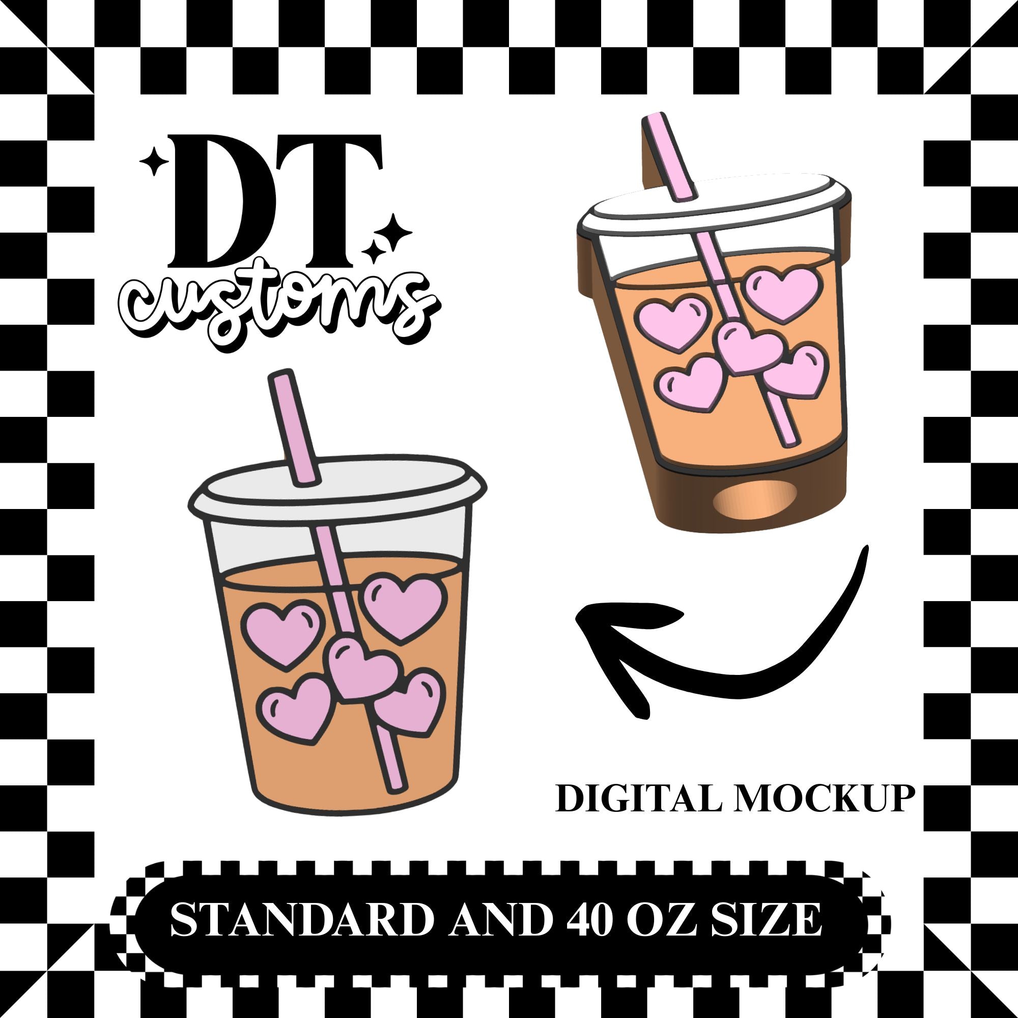 Wholesale Heart Cube OG Iced Coffee 3D Straw Topper