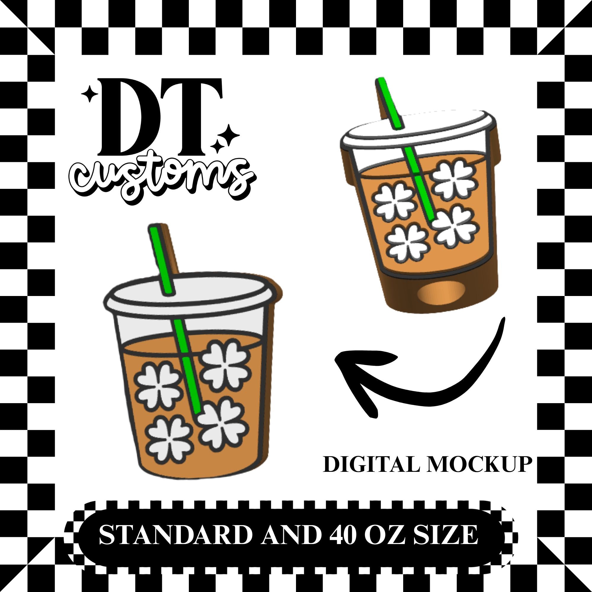 Wholesale Shamrock Cube Iced Coffee 3D Straw Topper