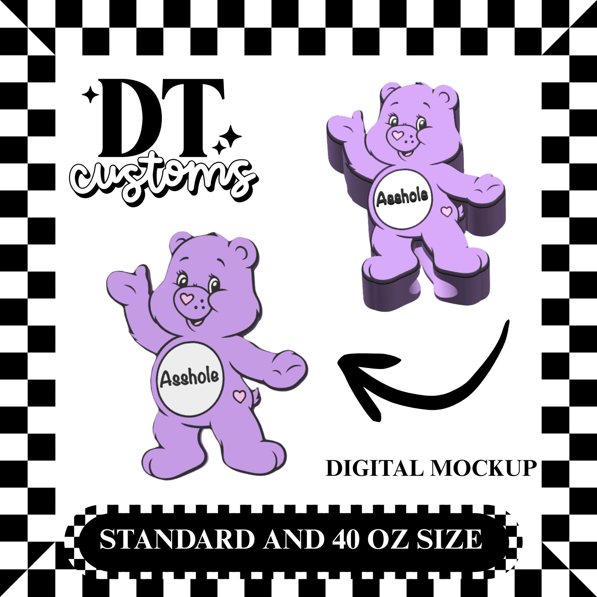 Wholesale Purple Ahole Bear 3D Straw Topper