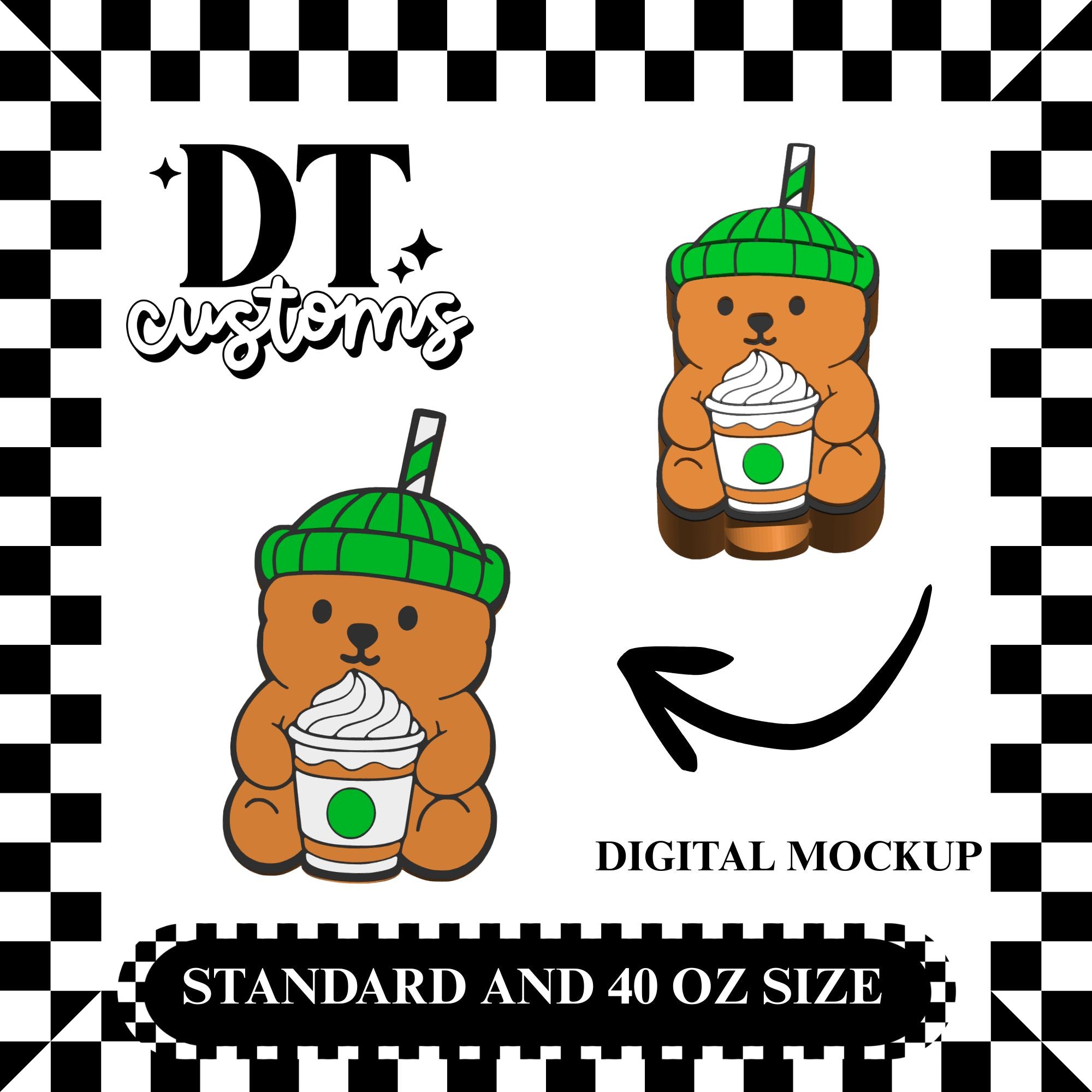 Wholesale Starbs Bear Cup 3D Straw Topper