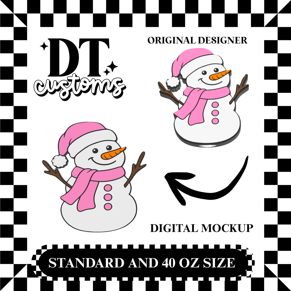 Wholesale Snowman 3D Straw Topper Designed By DT Customs