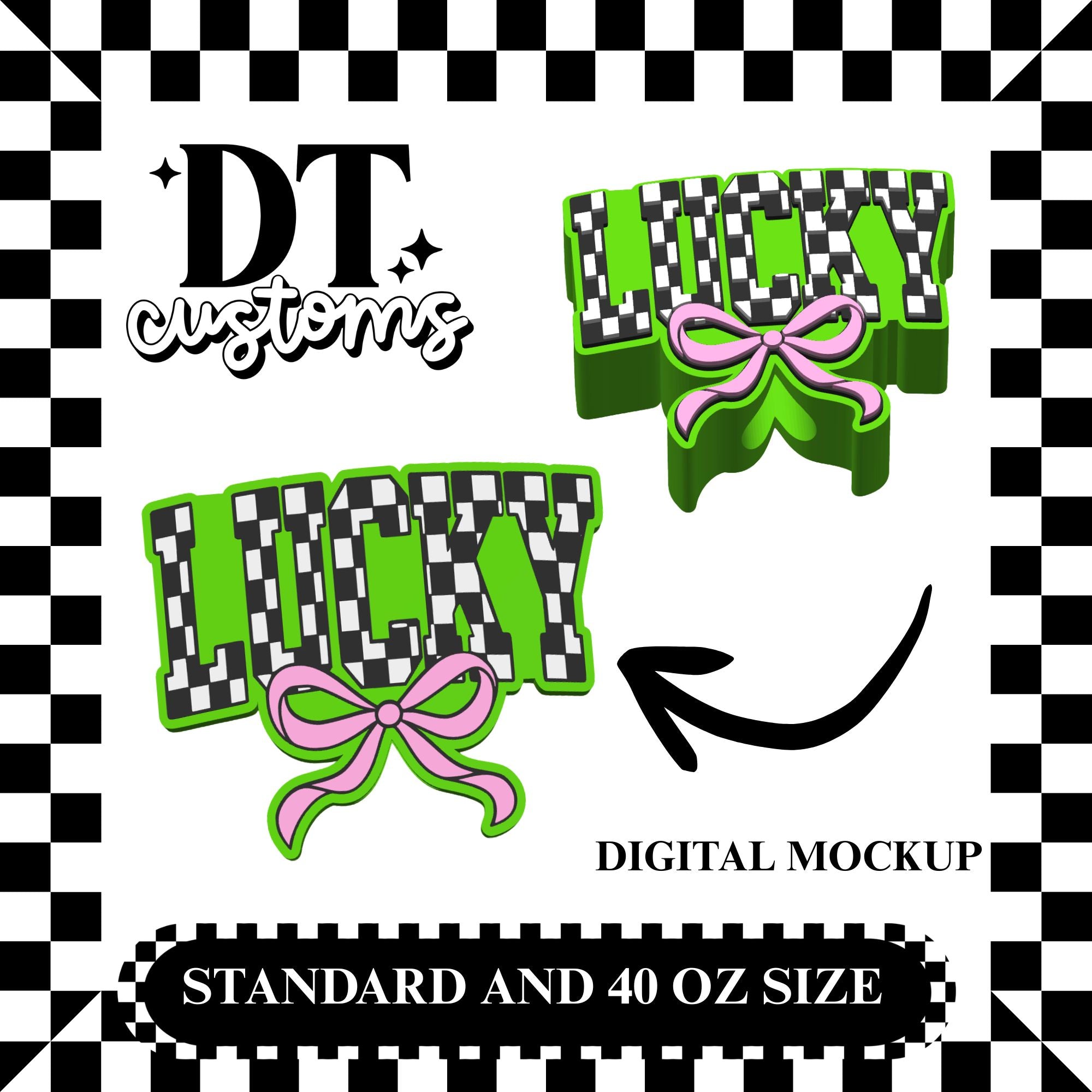 Wholesale Checker Lucky Coquette 3D Straw Topper