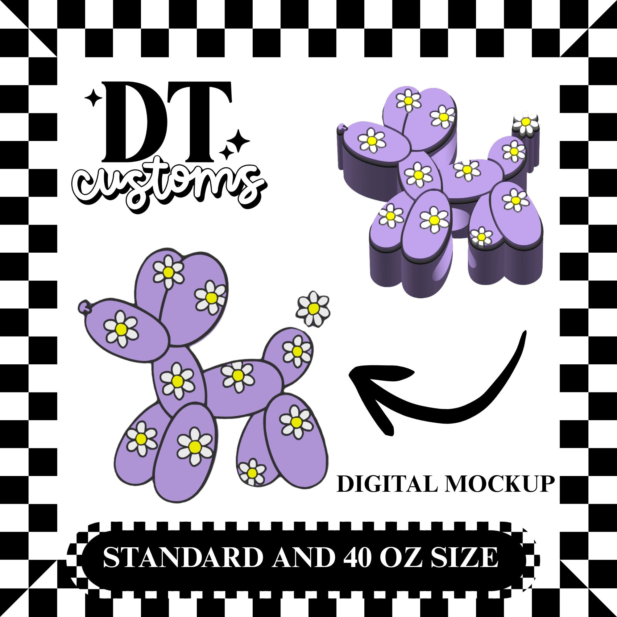 Wholesale Daisy Balloon Dog 3D Straw Topper