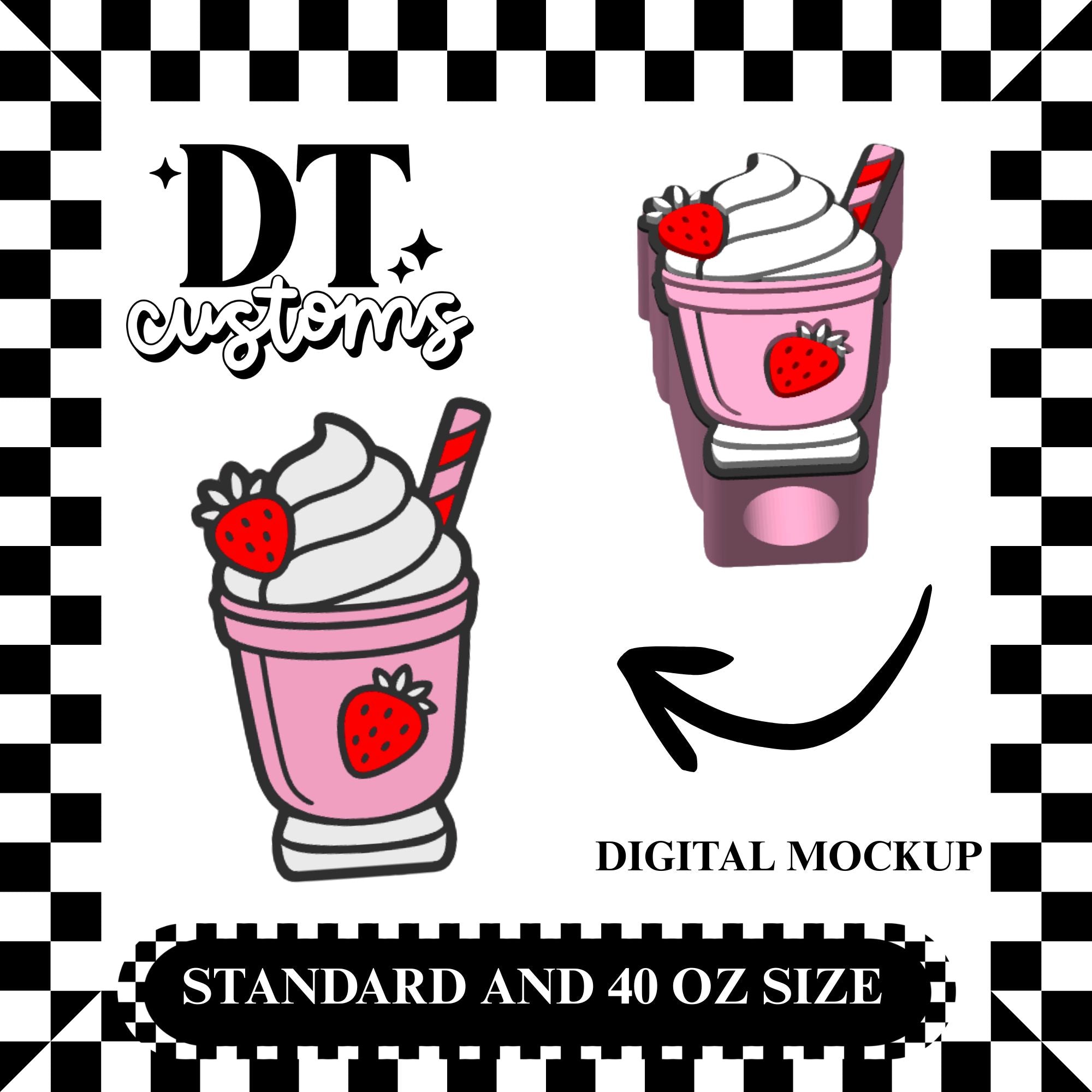 Wholesale Strawberry Milkshake 3D Straw Topper