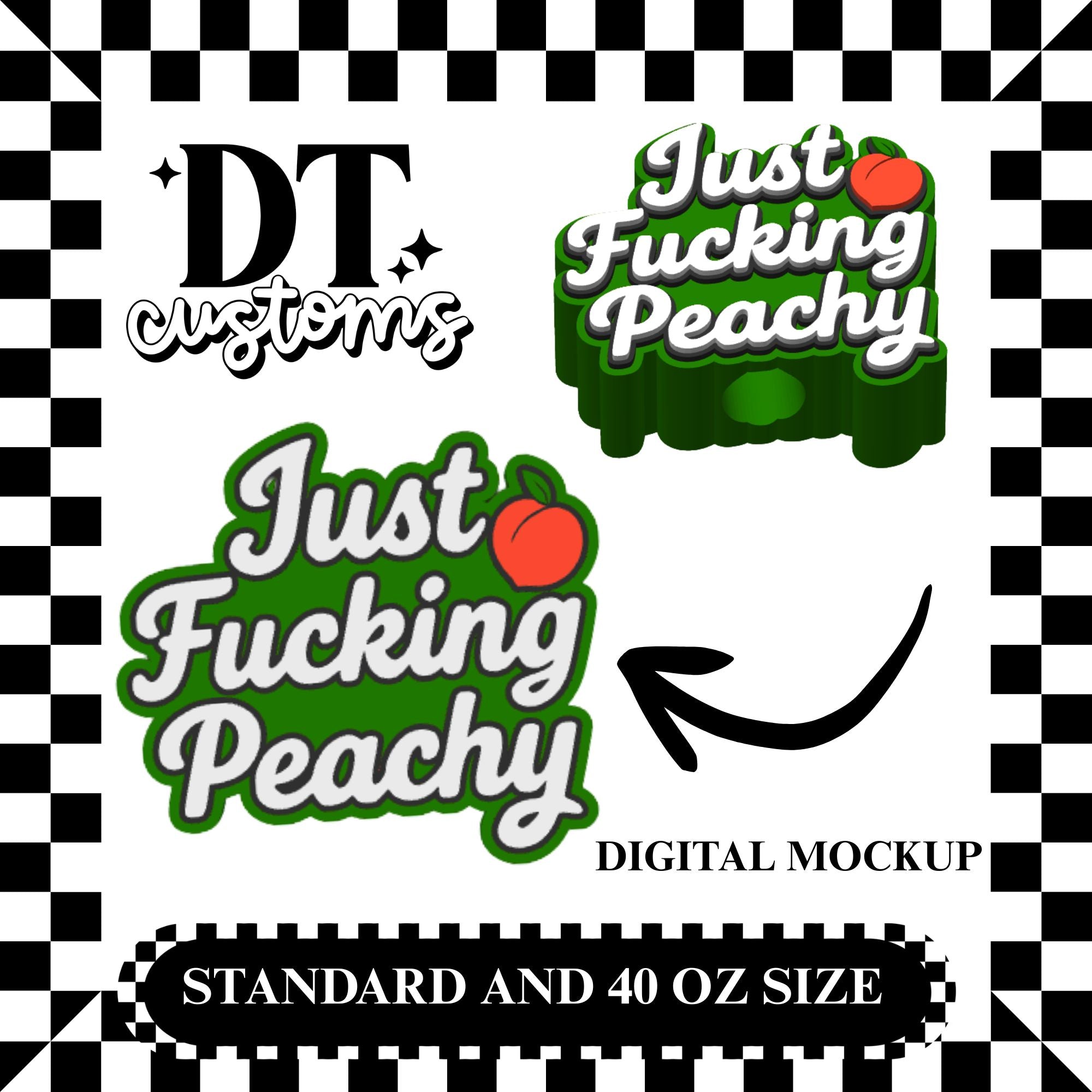 Wholesale Just F*cking Peachy No Stripe Base 3D Straw Topper