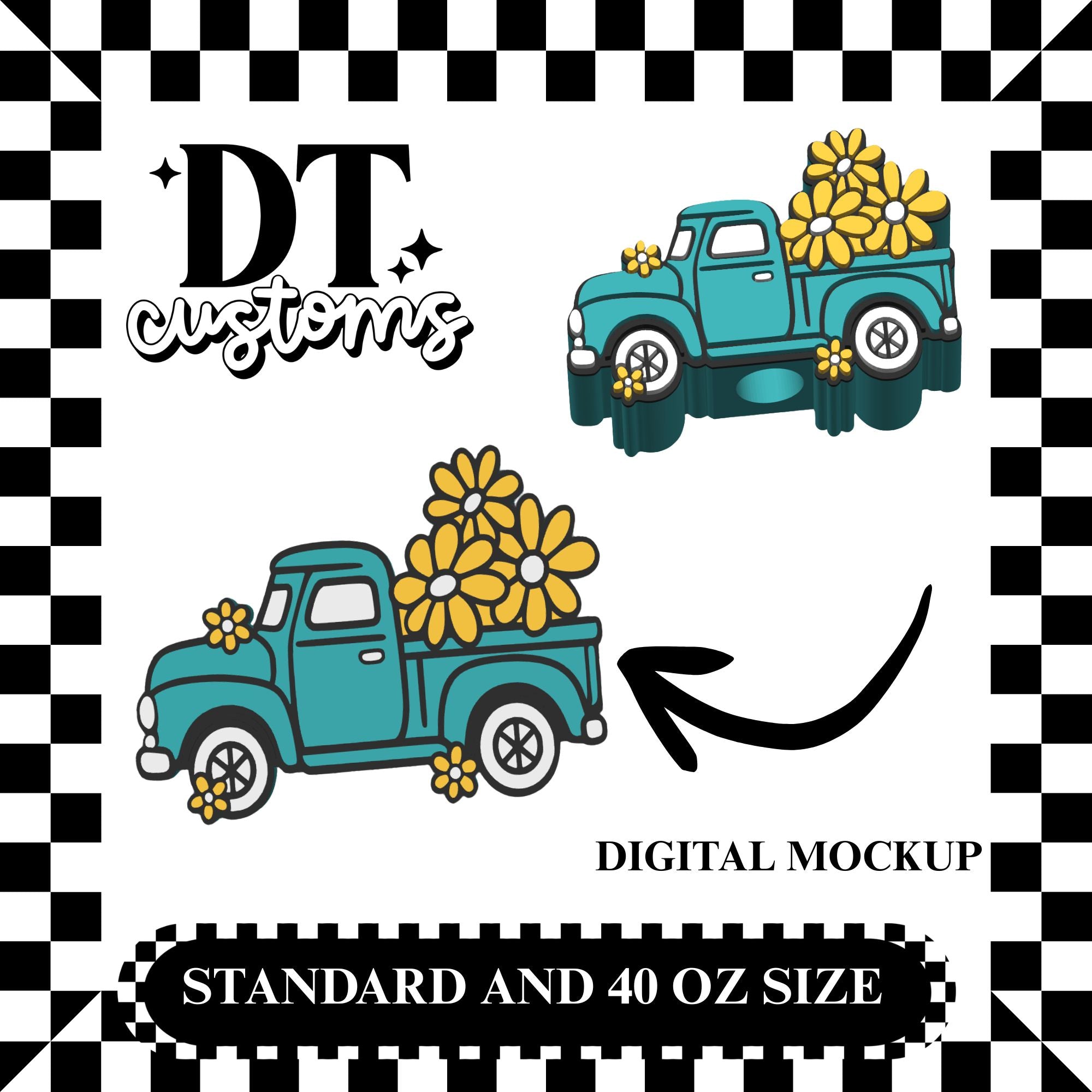Wholesale Floral Truck 3D Straw Topper