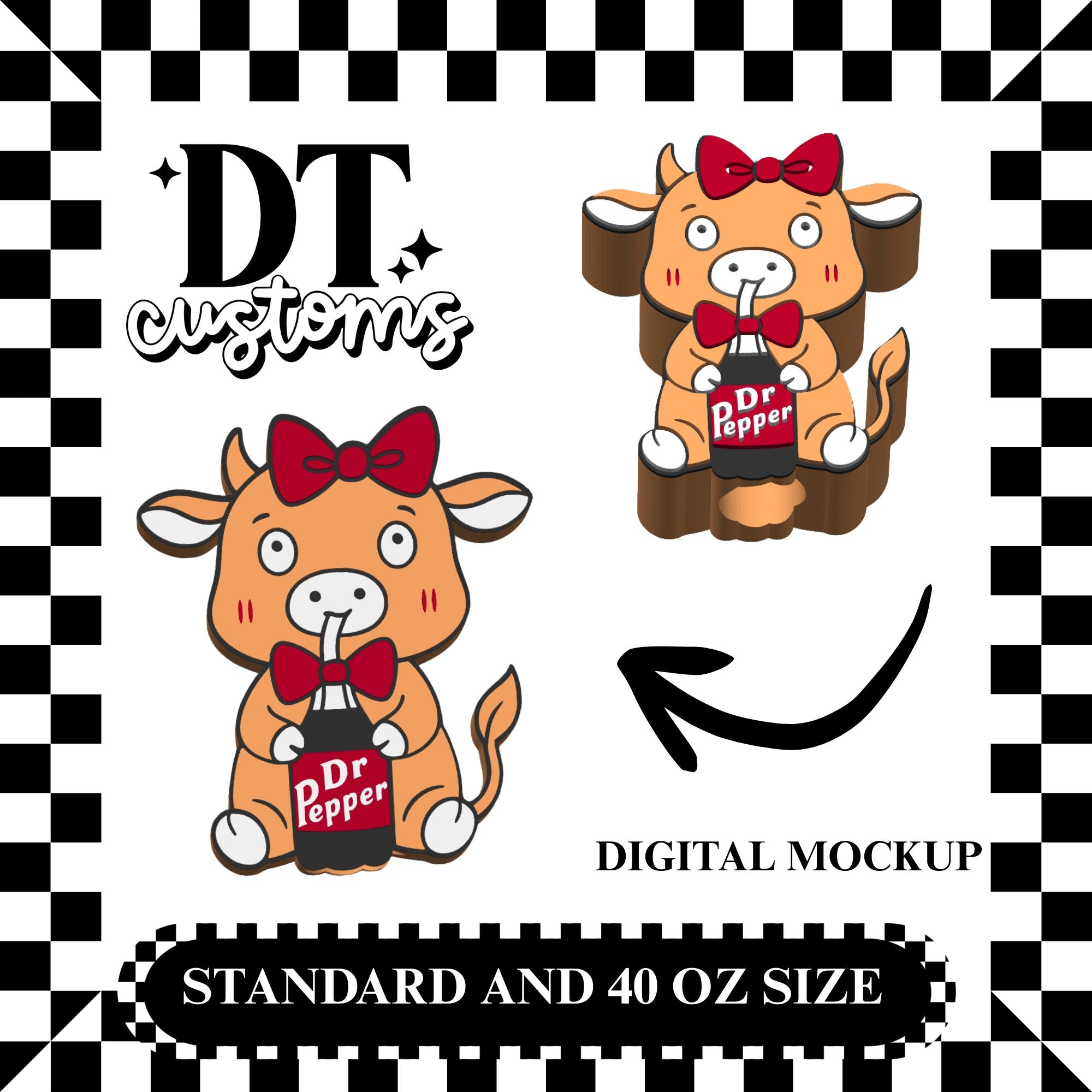 Wholesale Dr P Cow 3D Straw Topper