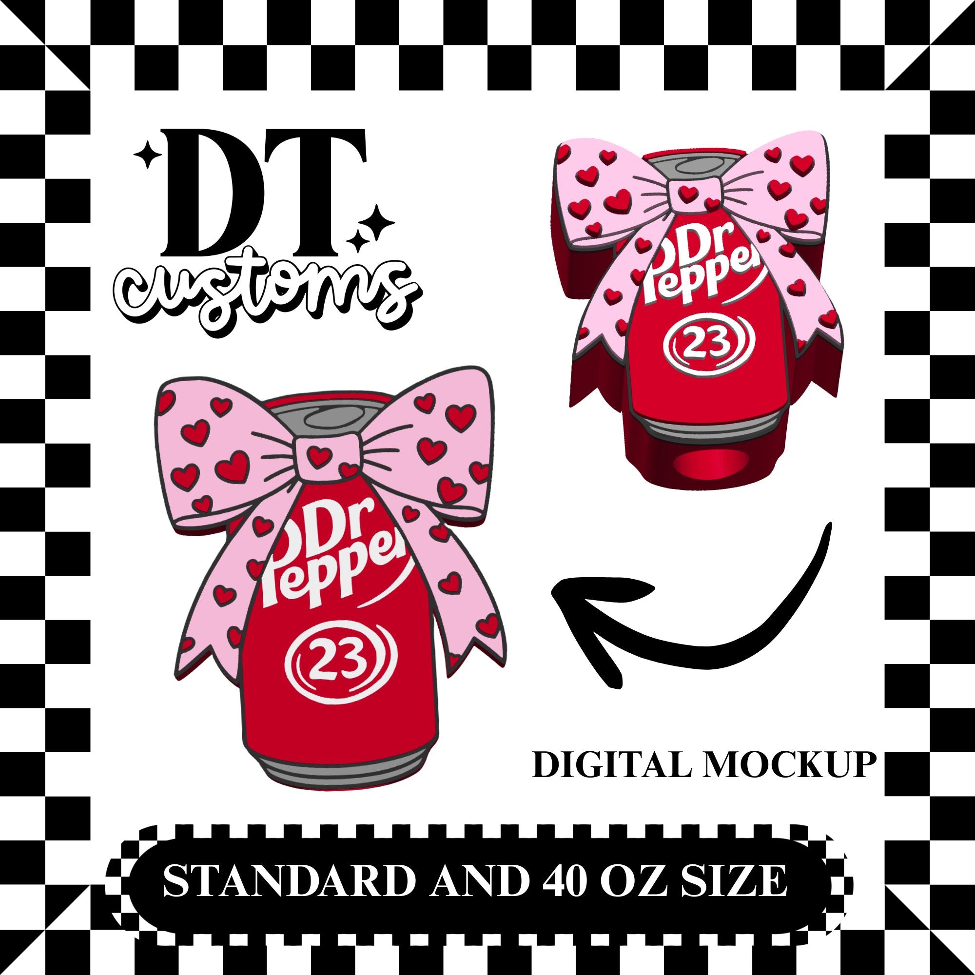 Wholesale Heart Bow Dr P Soda 3D Straw Topper
