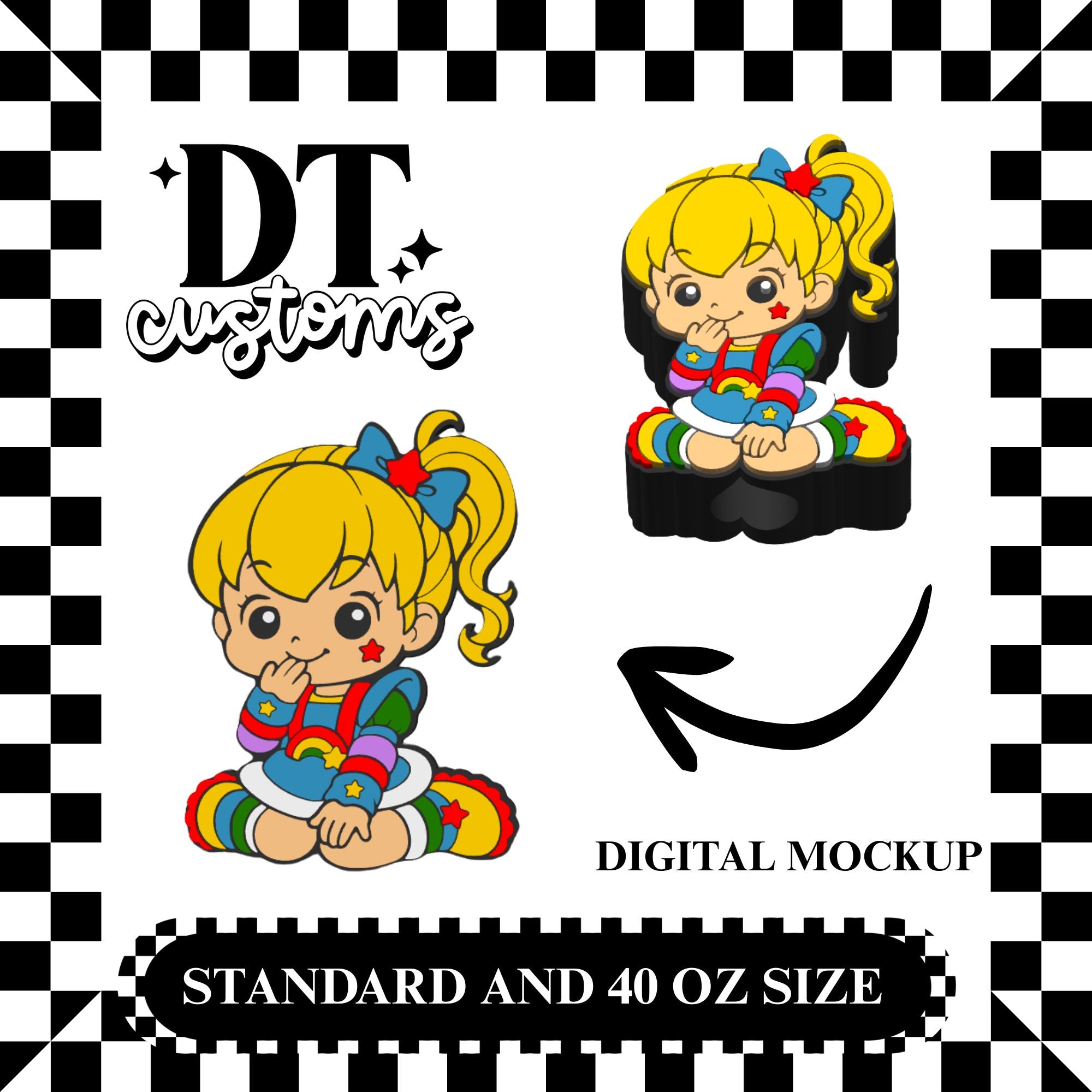 Wholesale Rainbow Girl 3D Straw Topper