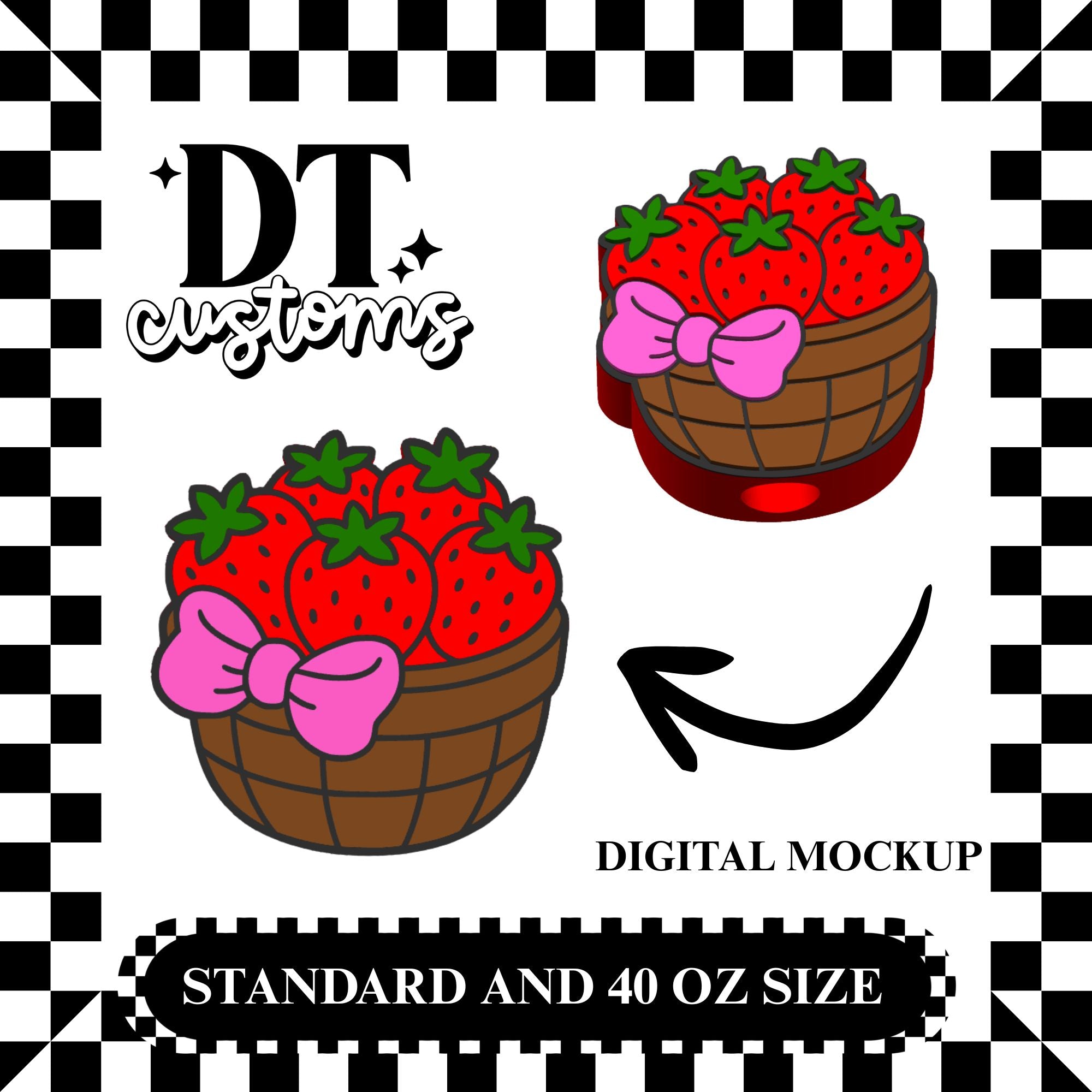 Wholesale Strawberry Bow Basket 3D Straw Topper